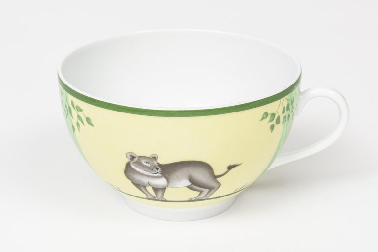 Set De 2 Tasses à Café Petit-déjeuner HERMÈS Africa 'Morning Cup' Vert Porcelaine - Neuf