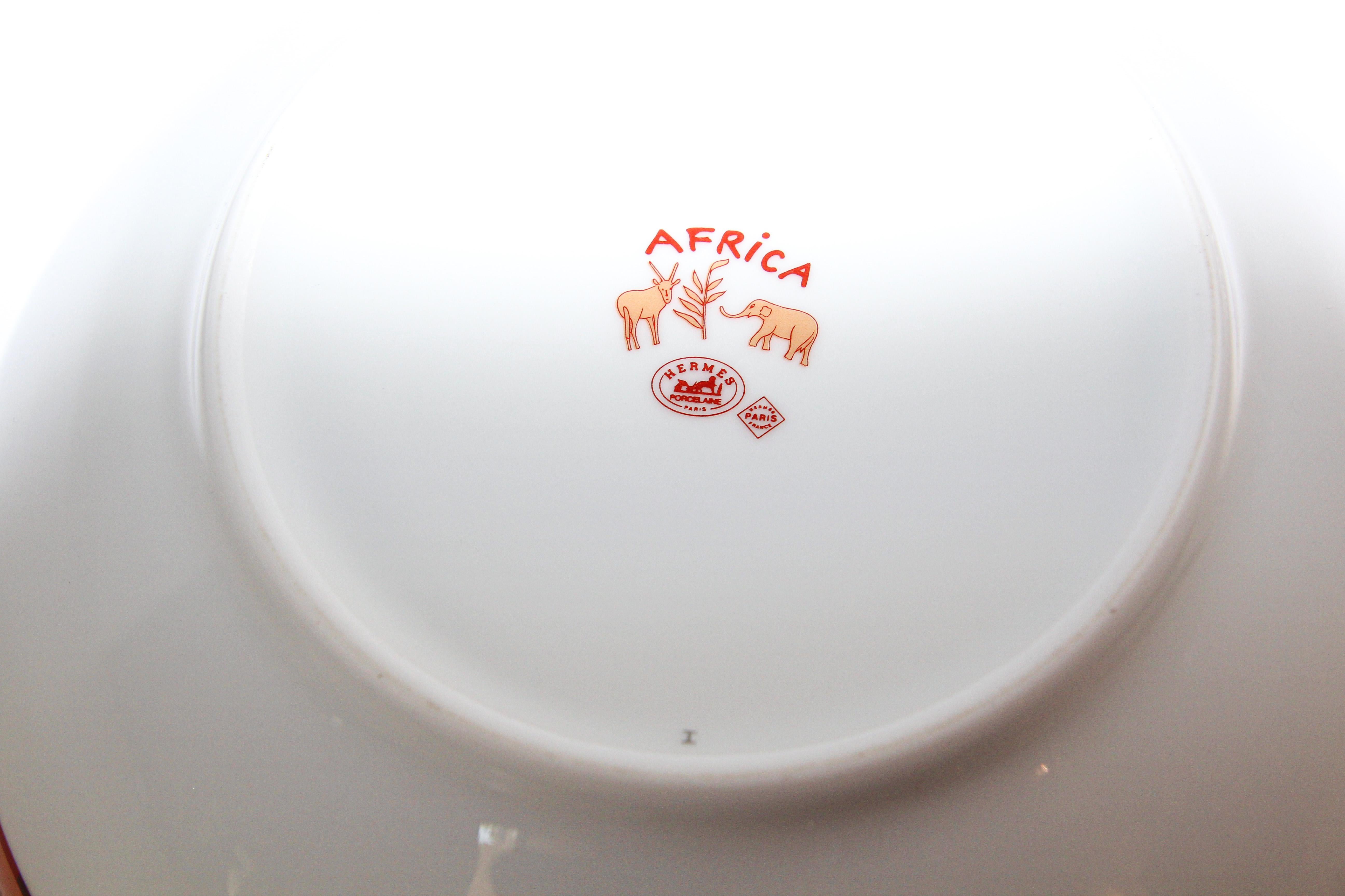 Hermès Africa Orange Large Porcelain Salad Bowl with Safari Design 8