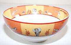 Hermès Africa Orange Large Porcelain Salad Bowl with Safari Design
