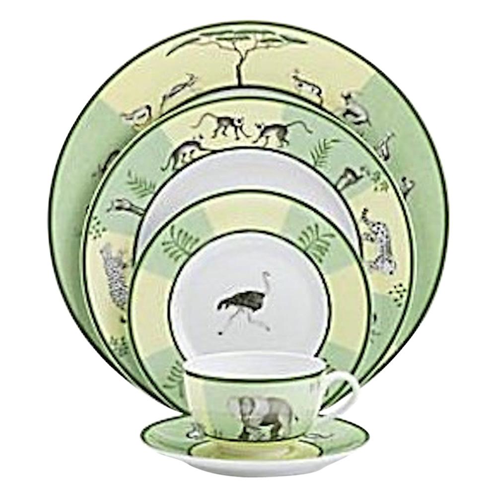 Hermes "Africa" Porcelain Dinnerware Service, 26 Pieces