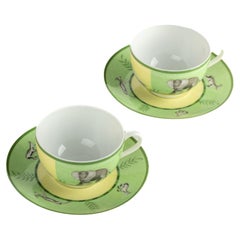Hermes Africa Set Of 2 Porcelain Teacups