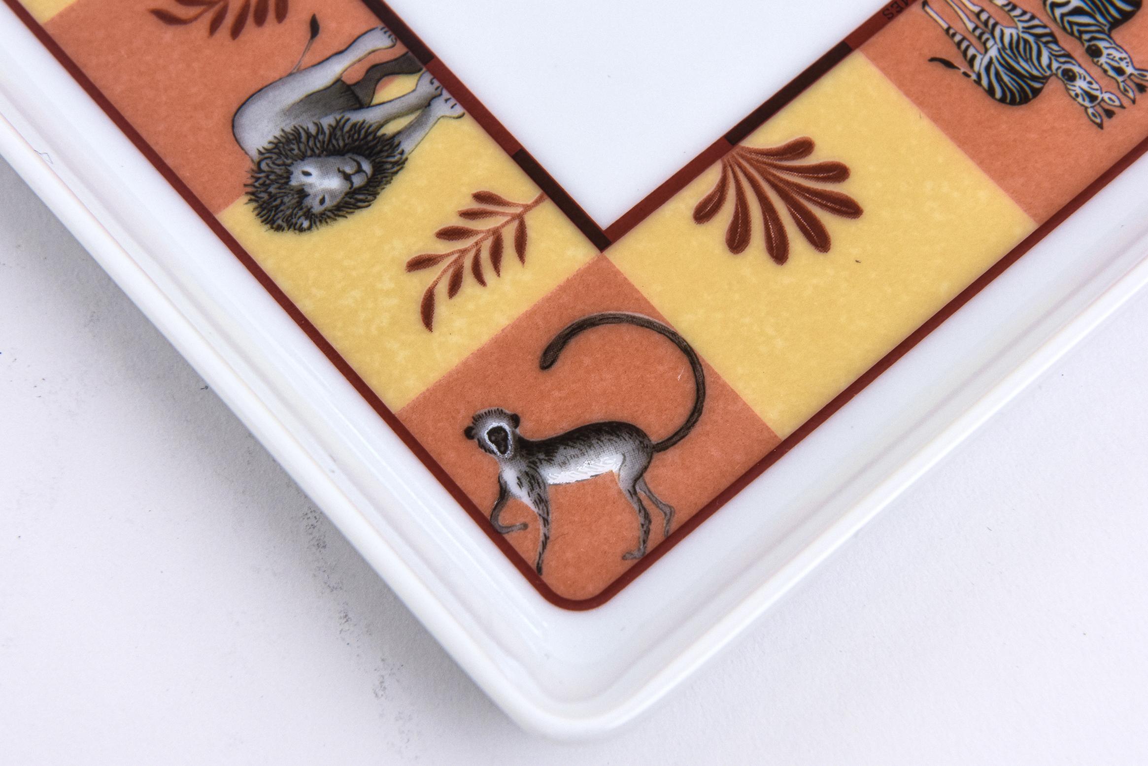 Modern Hermes African Animal Series Porcelain Tray Or Dish