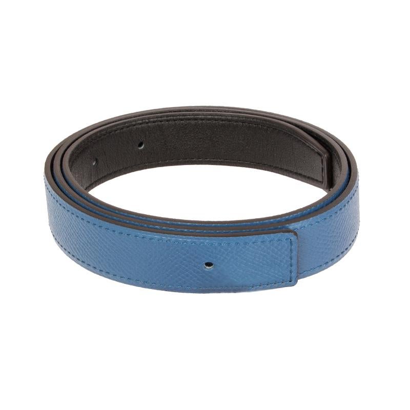 Hermes 24mm reversible belt strap in Noir (black) Veau Swift and Bleu Agate Veau Epsom leather. Brand new. Comes with box.

Size 75
Width 2.4cm (0.9in)
Fits 73cm (28.5in) to 77cm (30in)