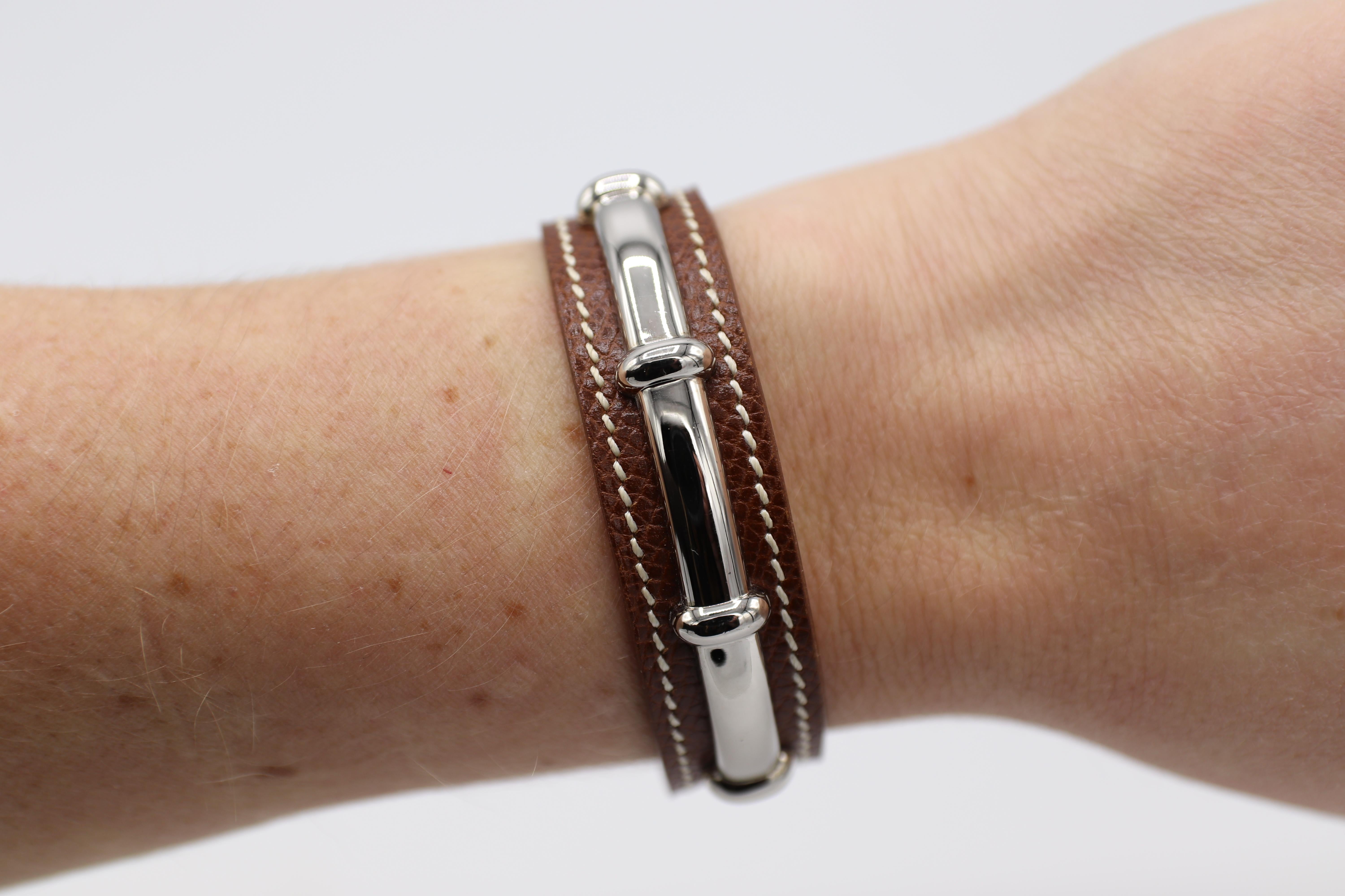Hermès Agatha Bambus-Lederarmband Manschette 5