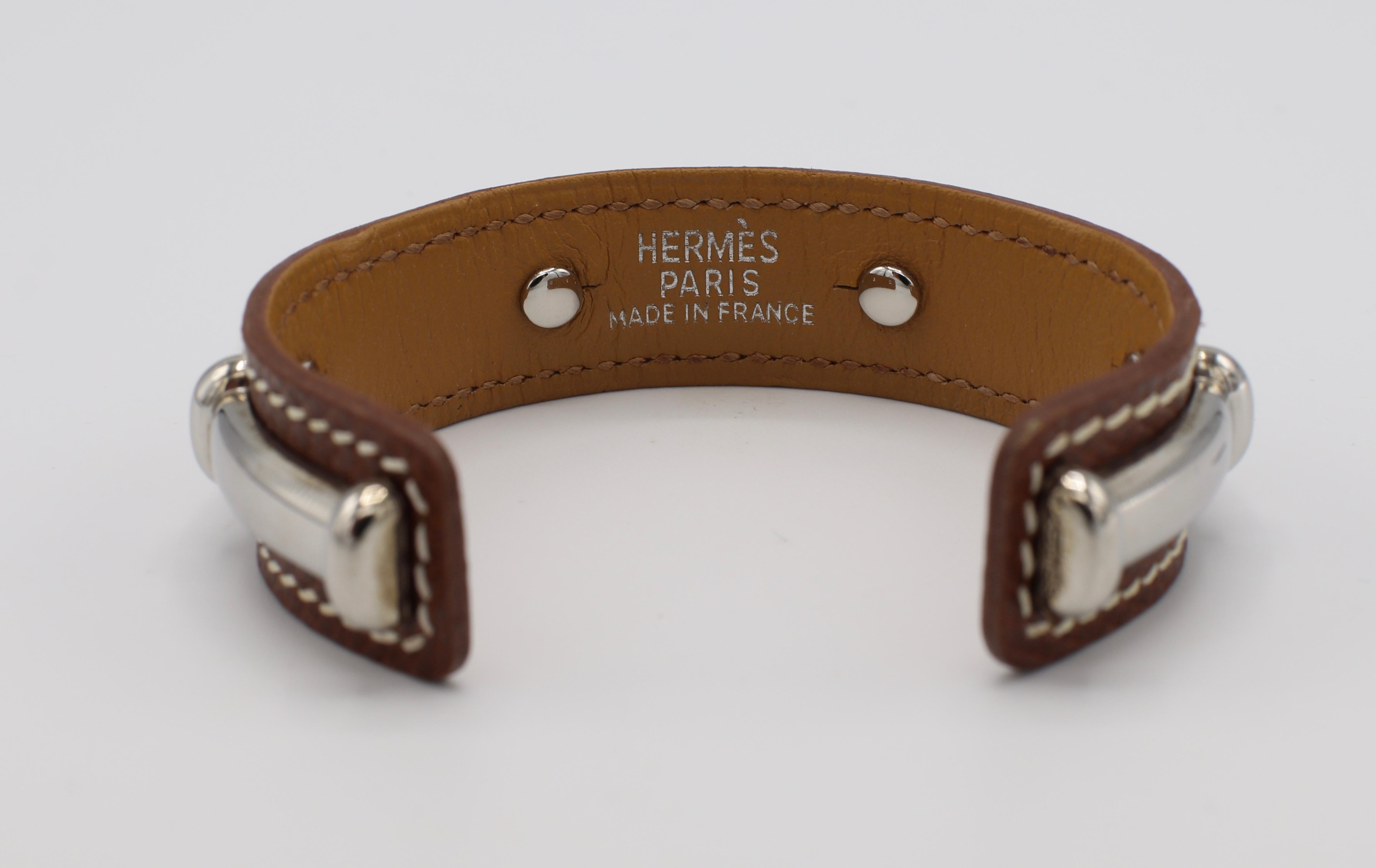 Hermès Agatha Bambus-Lederarmband Manschette im Zustand „Hervorragend“ in  Baltimore, MD