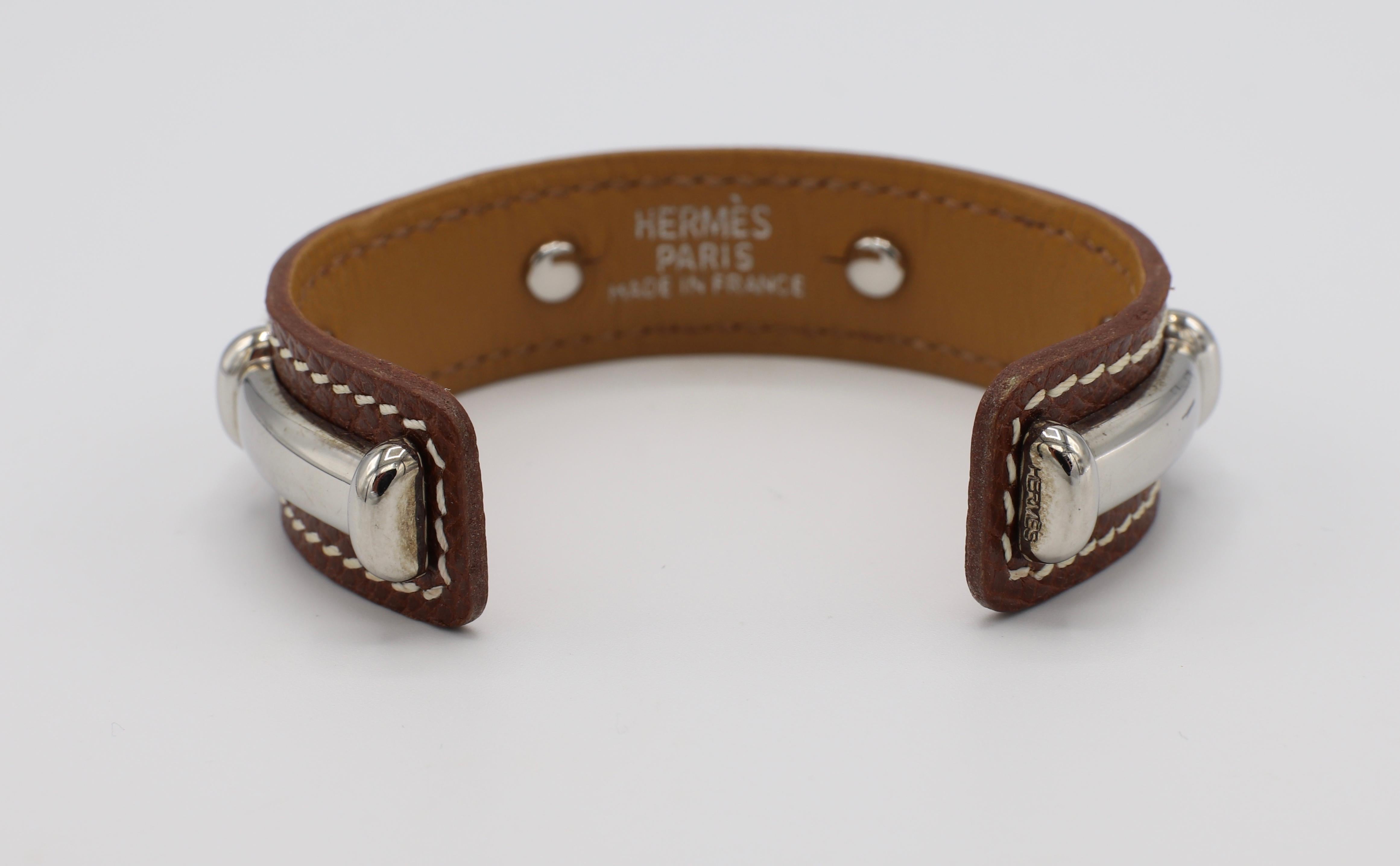 Hermès Agatha Bambus-Lederarmband Manschette für Damen oder Herren