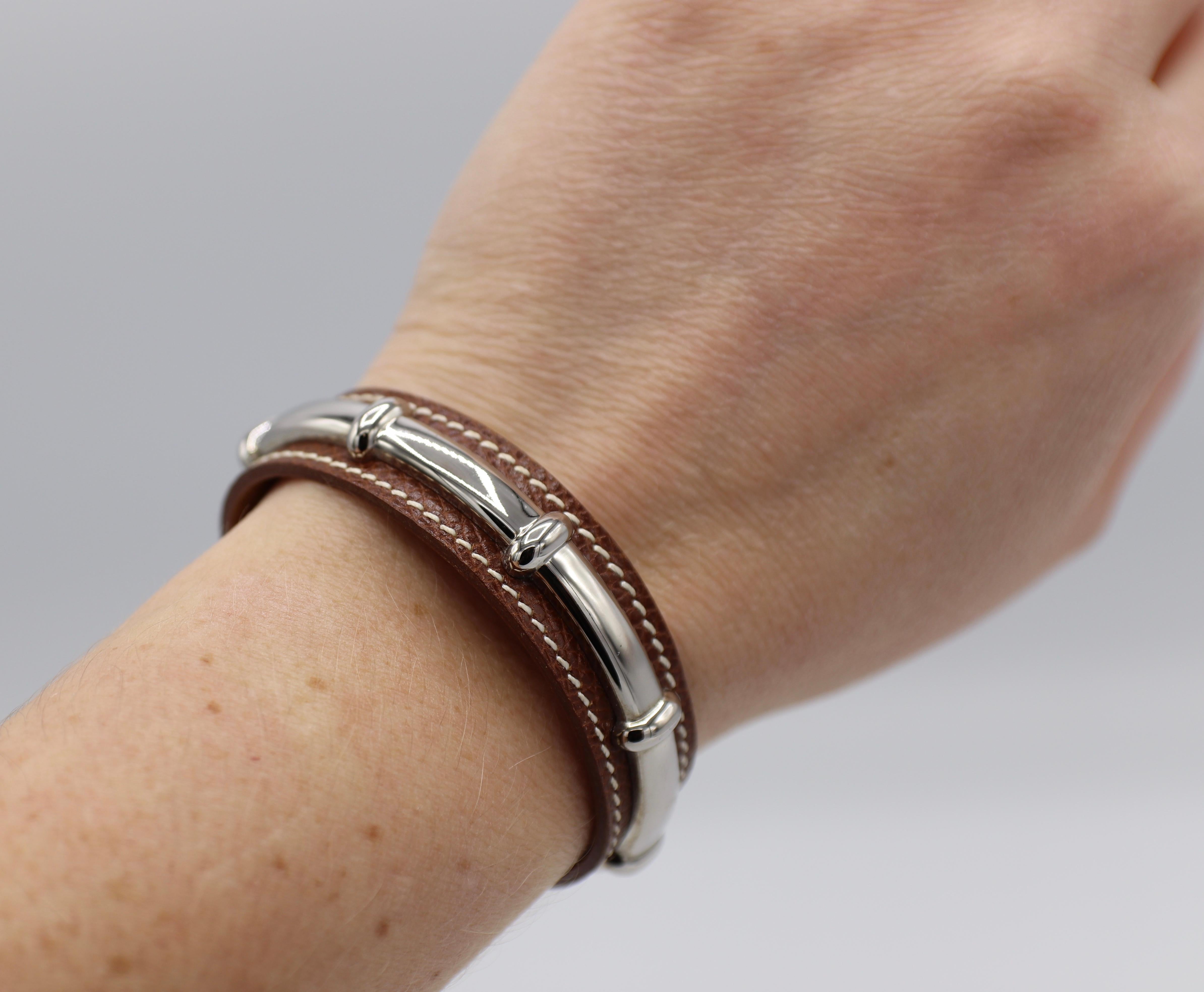 Hermès Agatha Bambus-Lederarmband Manschette 3