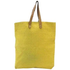 Hermès Ahmedabad Acolchado 215590 Lienzo Amarillo X Beige Tote