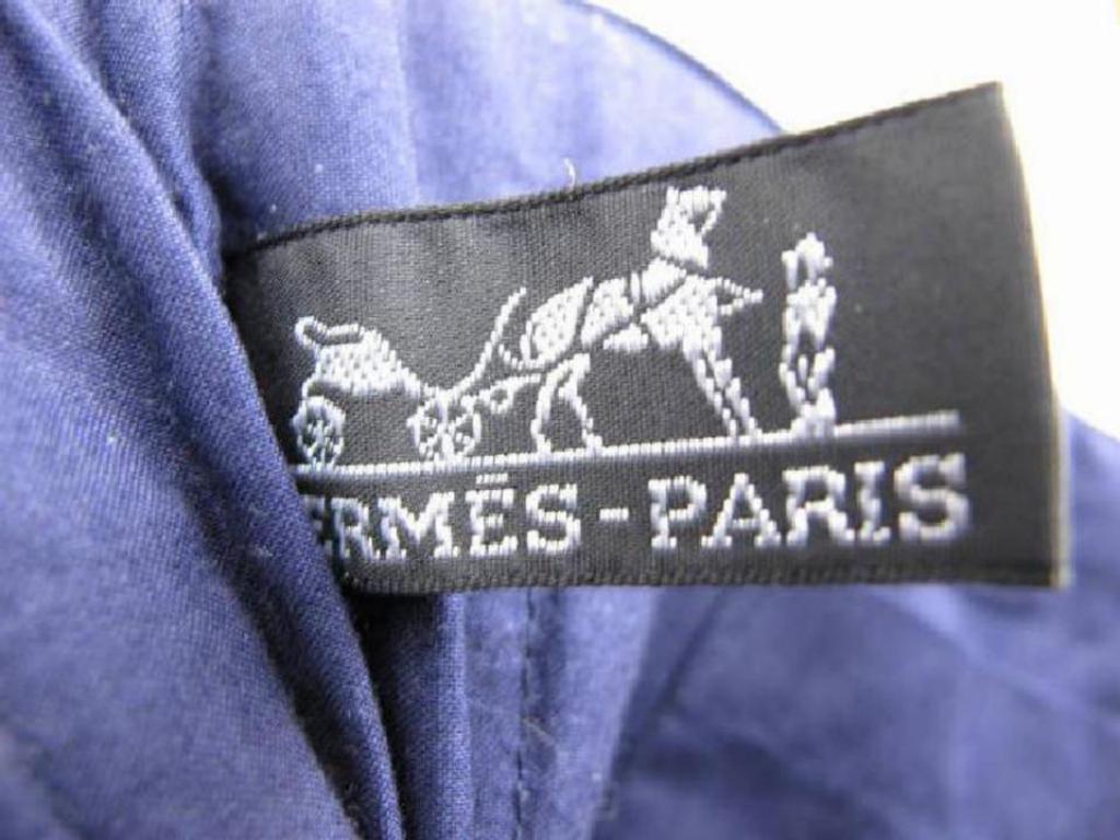 Hermès Ahmedabad Quilted Tote 215660 Navy X Brown Leather Shoulder Bag For Sale 3