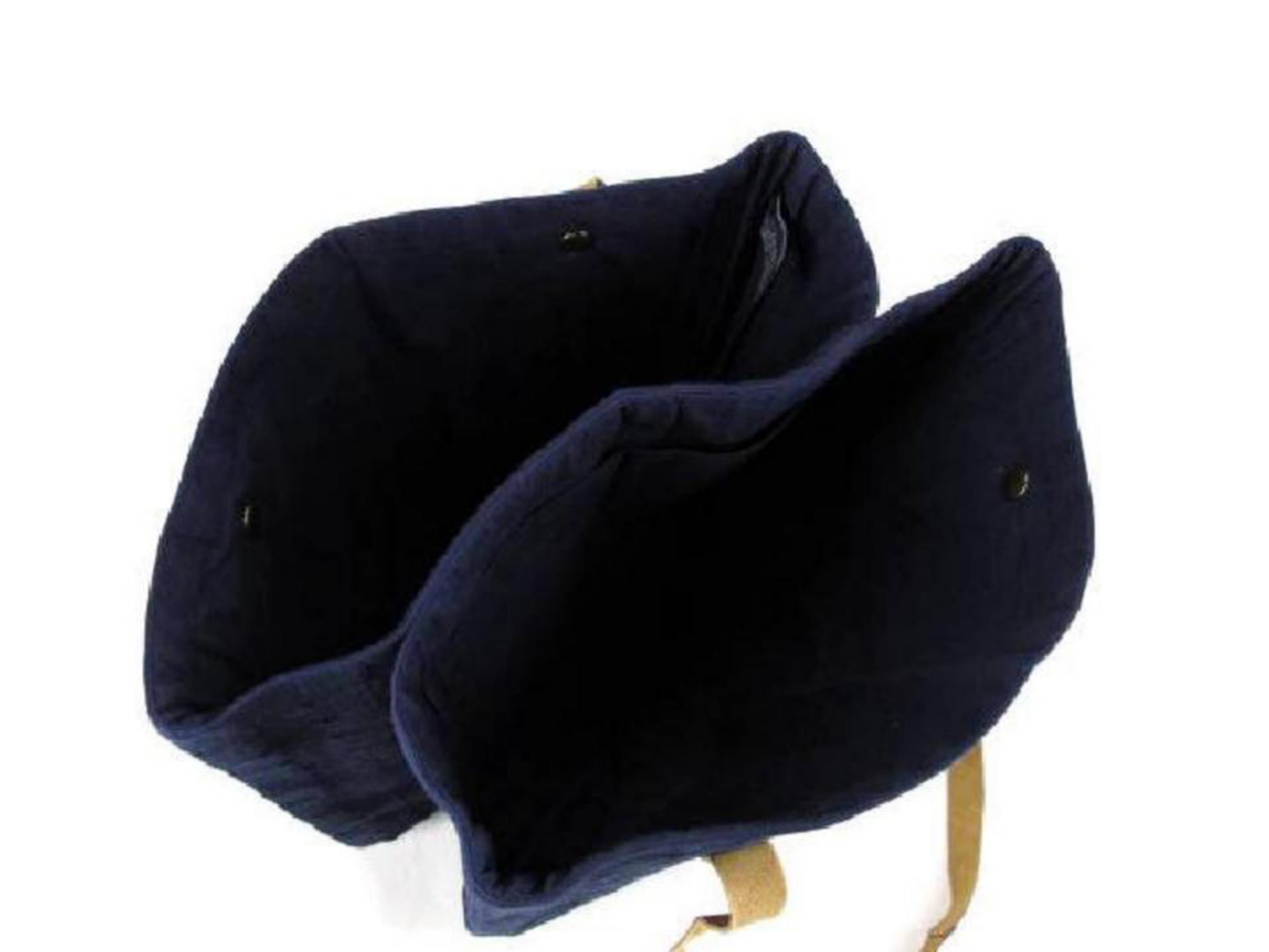 Hermès Ahmedabad Quilted Tote 215660 Navy X Brown Leather Shoulder Bag For Sale 6