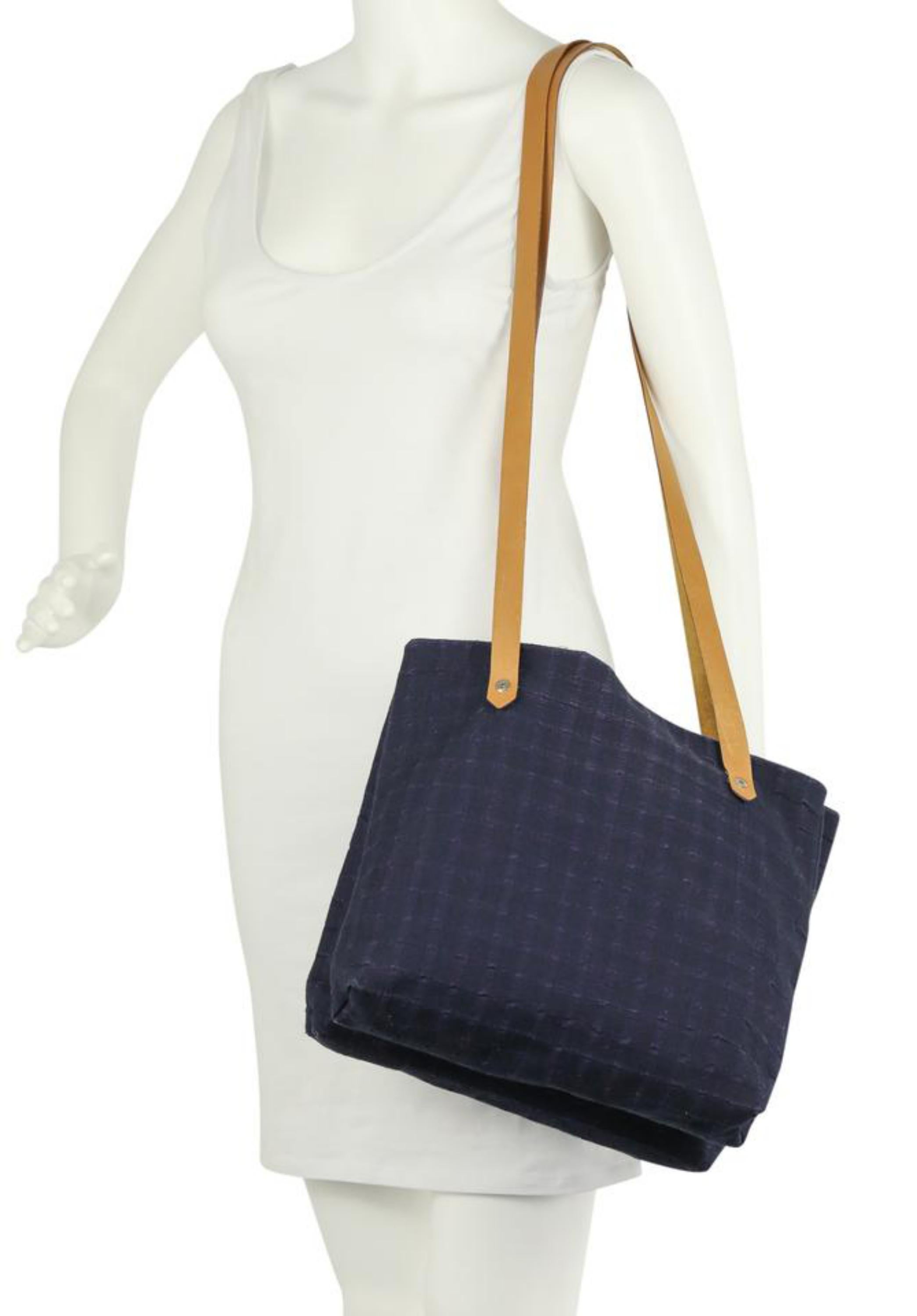 Hermès Ahmedabad Two Compartment Blue Canvas Tote 20482410 6