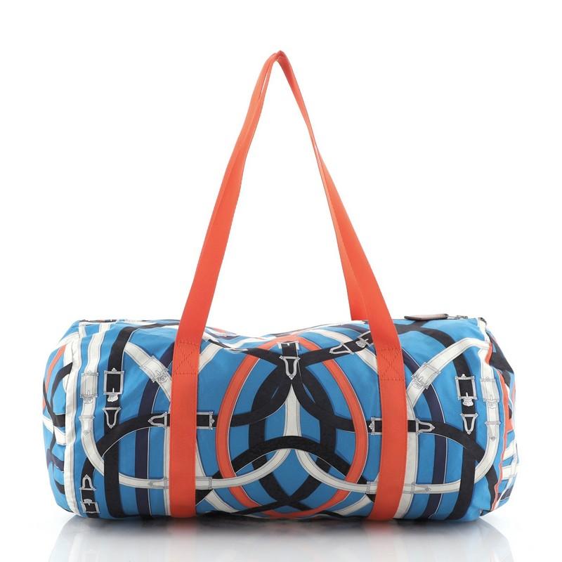 Hermes Airsilk Duffle Bag Bedruckte Seide 38 (Grau)