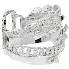 Hermes Alchemie 4.73ct Diamond White Gold Bangle Bracelet