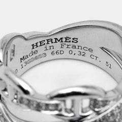 Hermes Alchimie Hermes Diamonds 18k White Gold Large Model Charm Ring Size 51