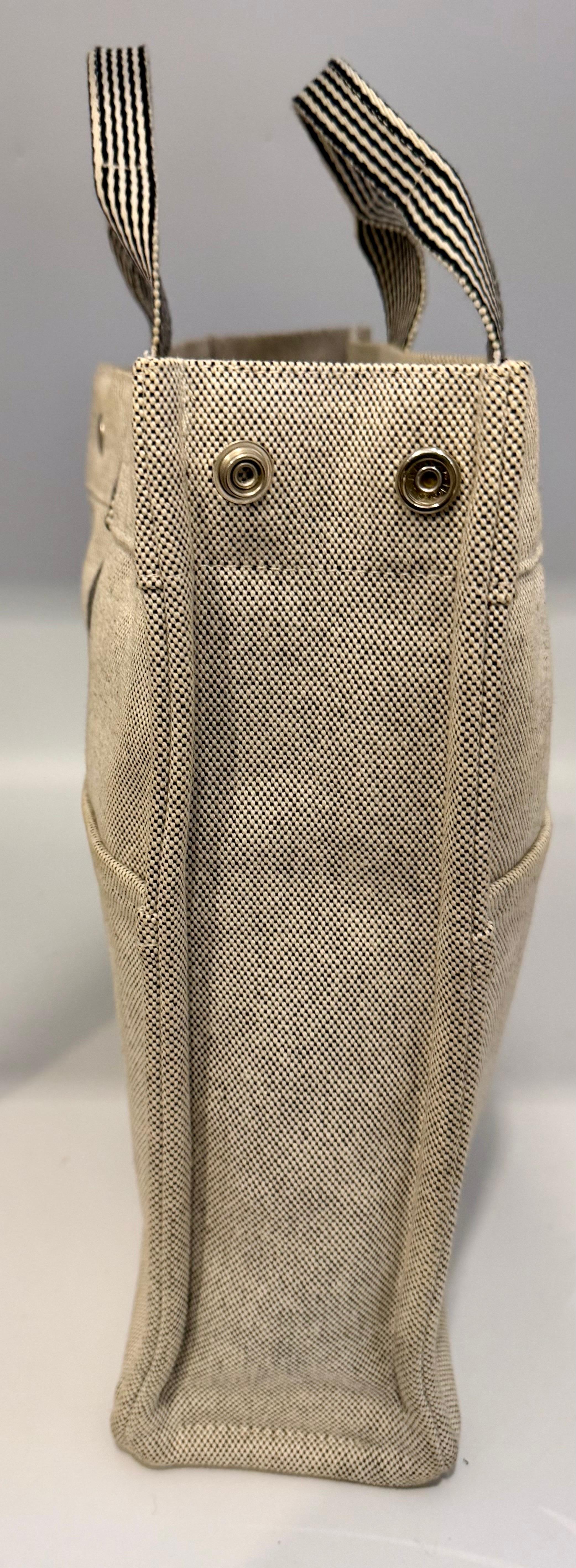 HERMES Ale Line MM Tote Bag Beige Canvas Durable Lightweight Used en vente 6