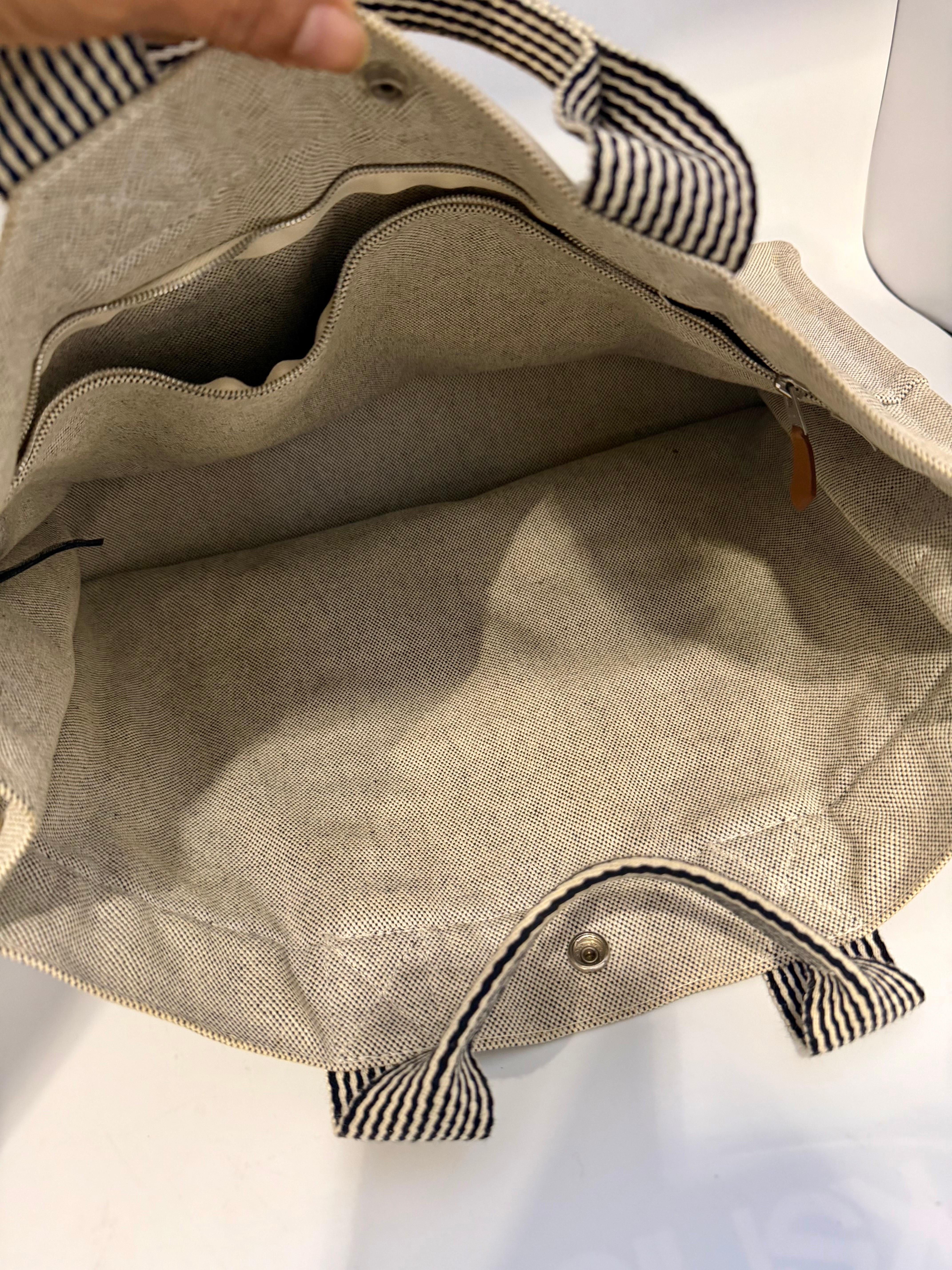 HERMES Ale Line MM Tote Bag Beige Canvas Durable Lightweight Used en vente 7