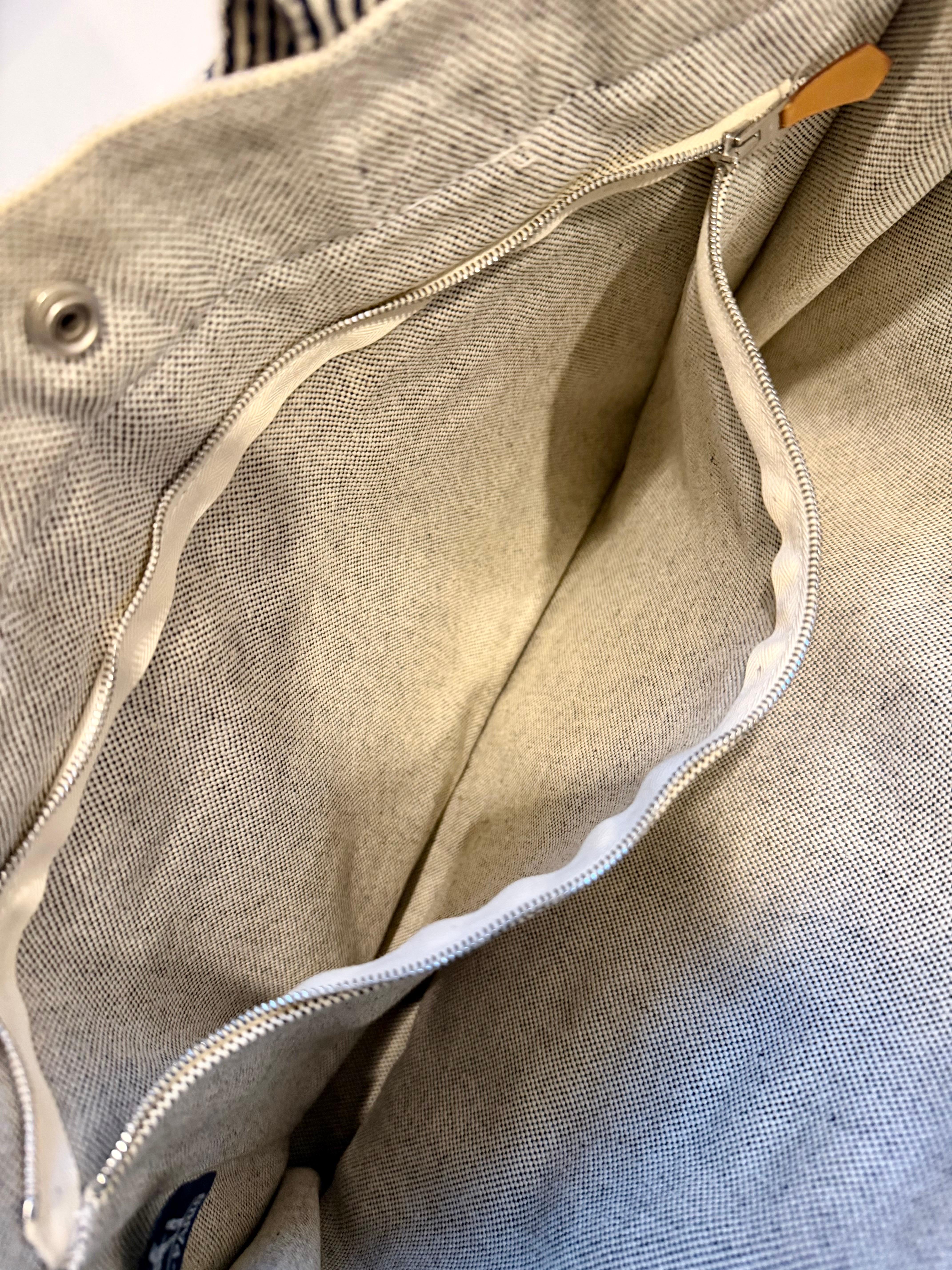 HERMES Ale Line MM Tote Bag Beige Canvas Durable Lightweight Used en vente 9