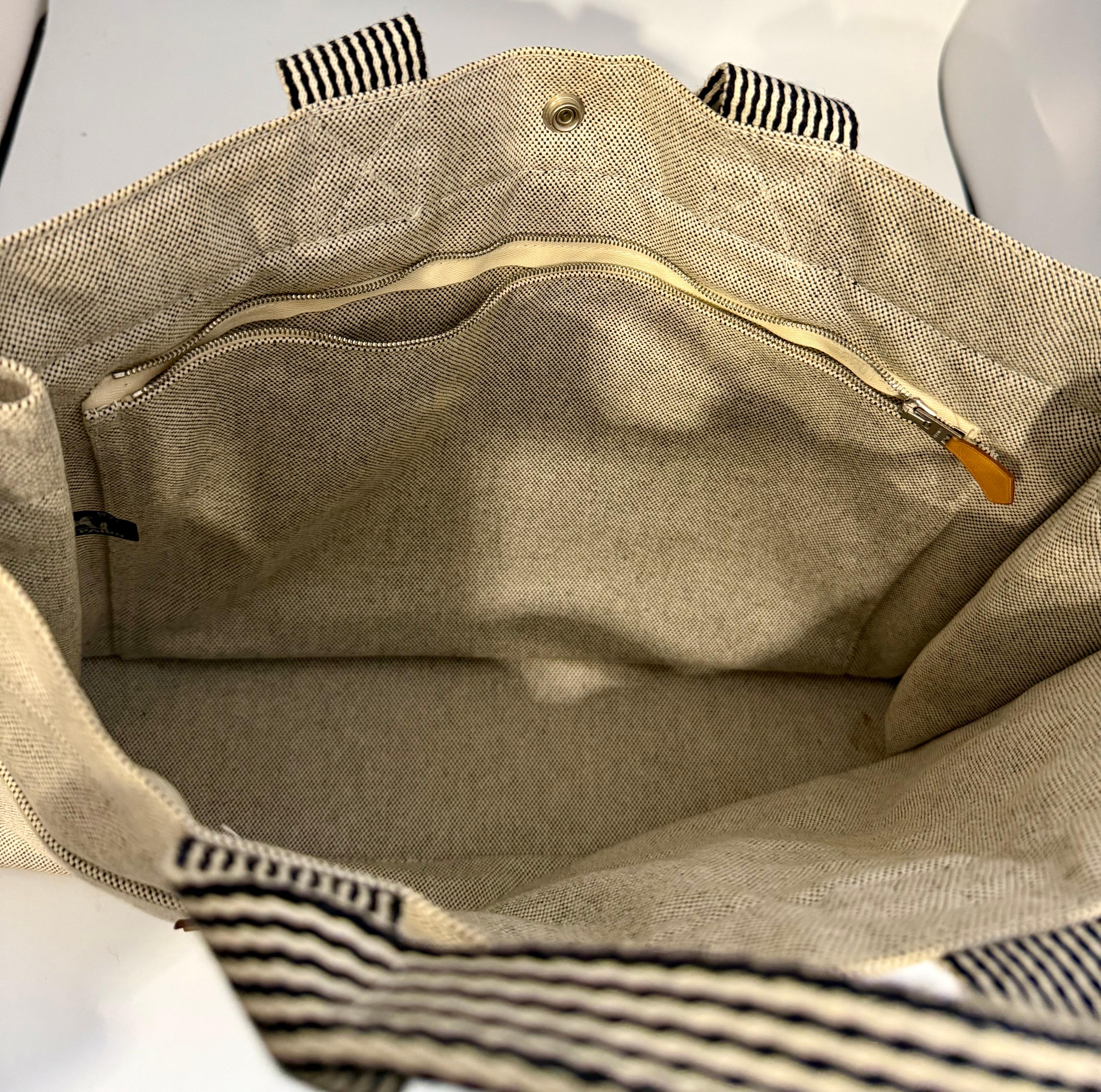 HERMES Ale Line MM Tote Bag Beige Canvas Durable Lightweight Used en vente 10