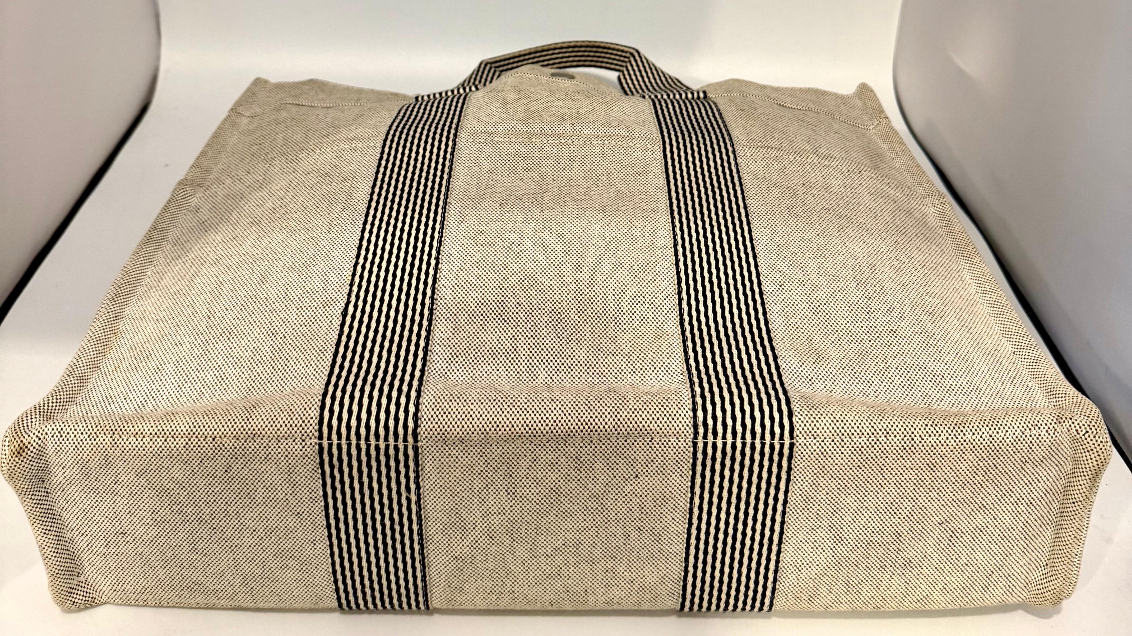 HERMES Ale Line MM Tote Bag Beige Canvas Durable Lightweight Used en vente 1