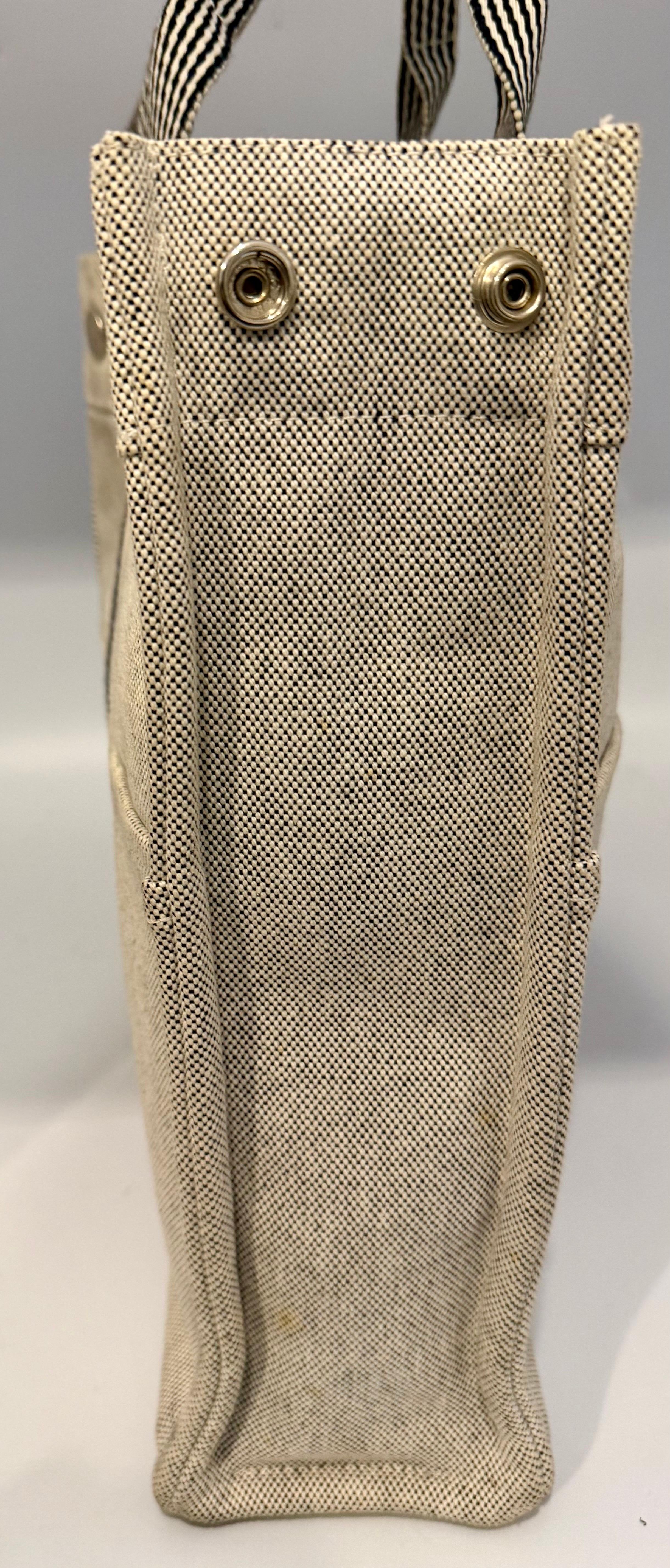HERMES Ale Line MM Tote Bag Beige Canvas Durable Lightweight Used en vente 2
