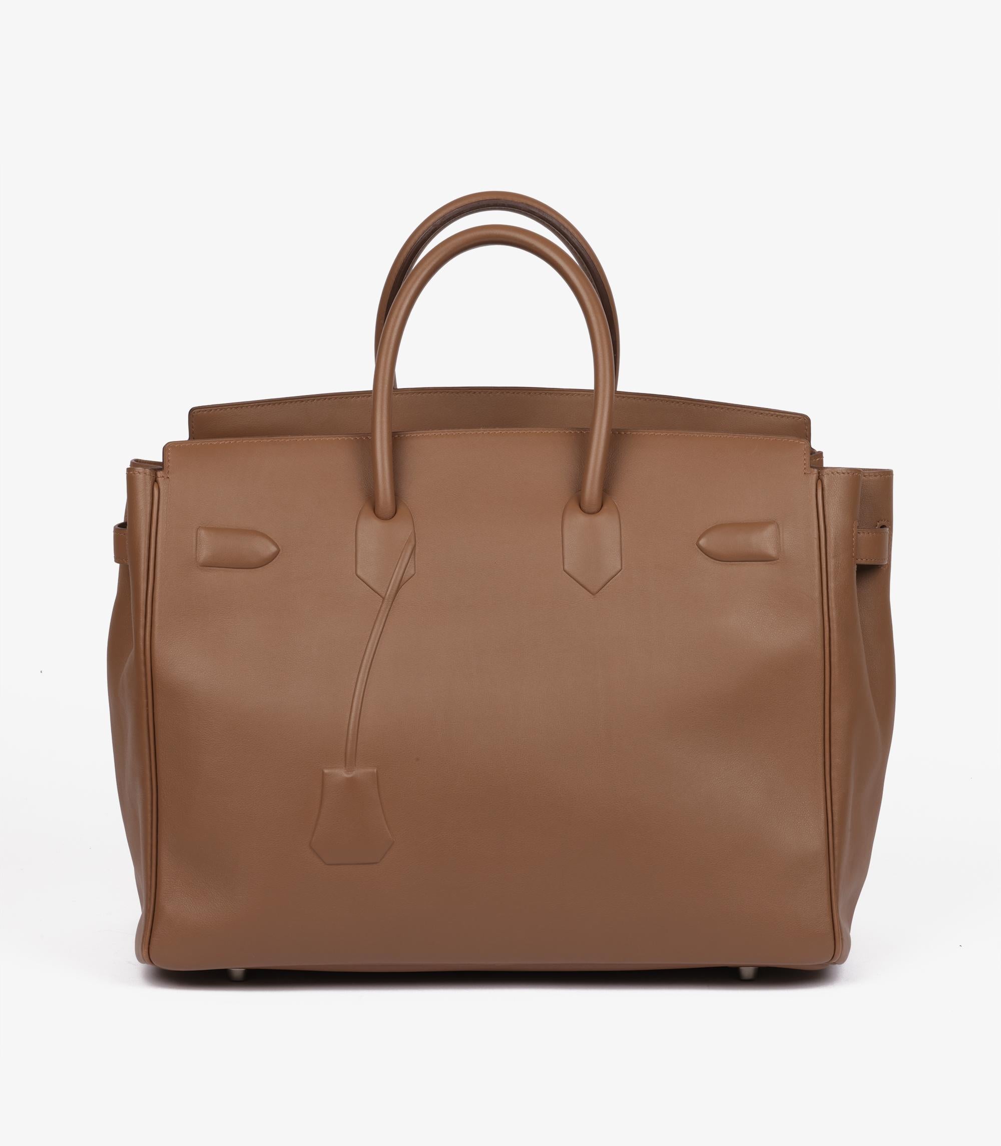 Hermès Alezan Evercalf Leather Shadow Birkin 35cm Retourne In Excellent Condition In Bishop's Stortford, Hertfordshire