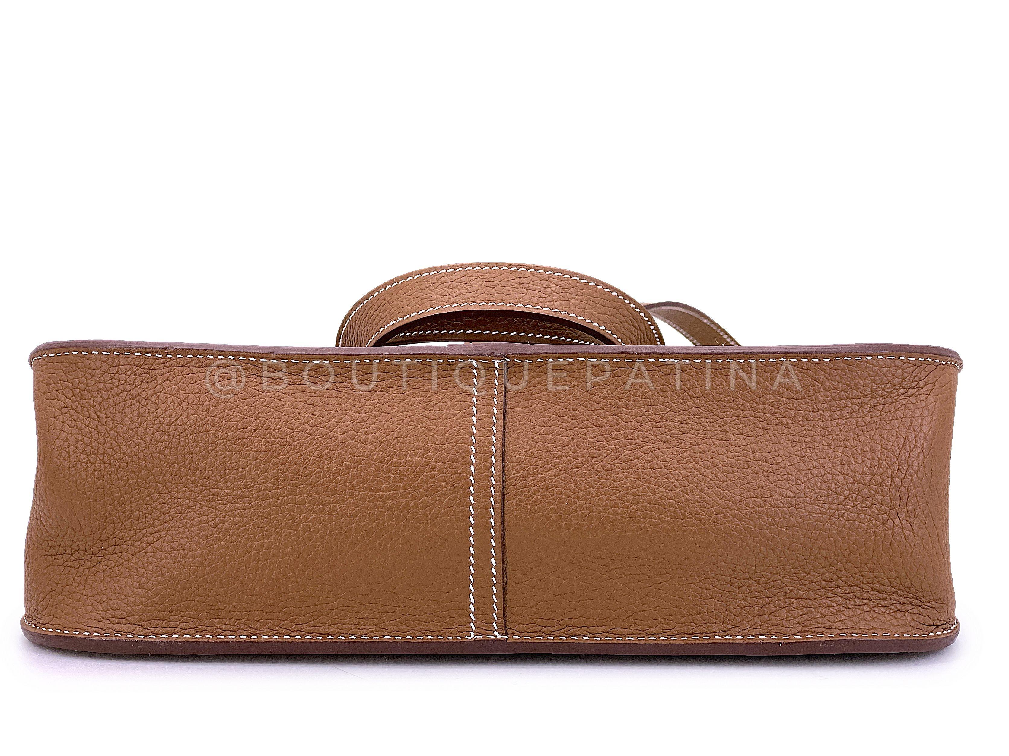 Hermès Alezan H Halzan 4-Wege-Umhängetasche mit Schnalle Gold Camel Beige 67745 im Angebot 2