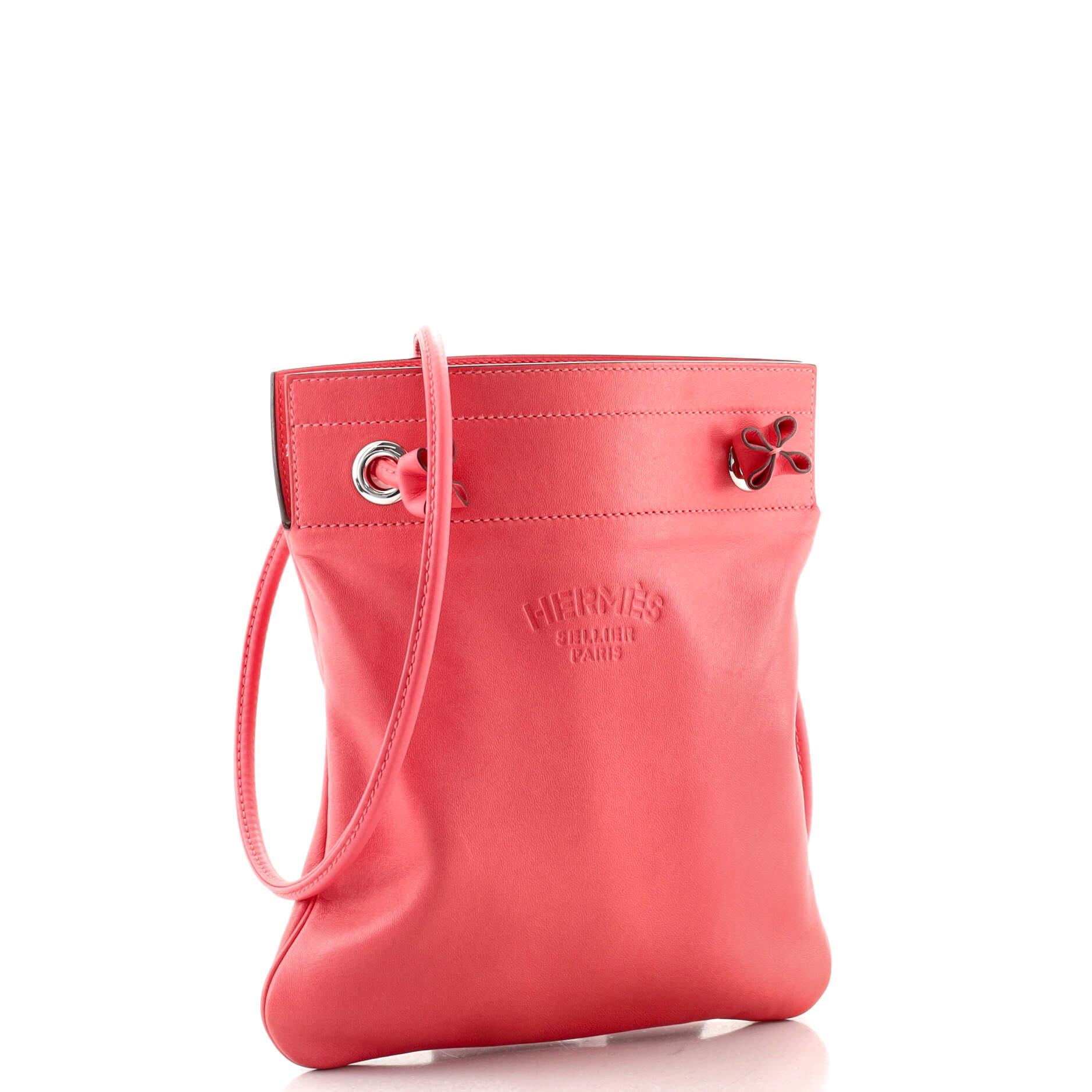 Red Hermes Aline Bag Milo Lambskin and Swift Mini