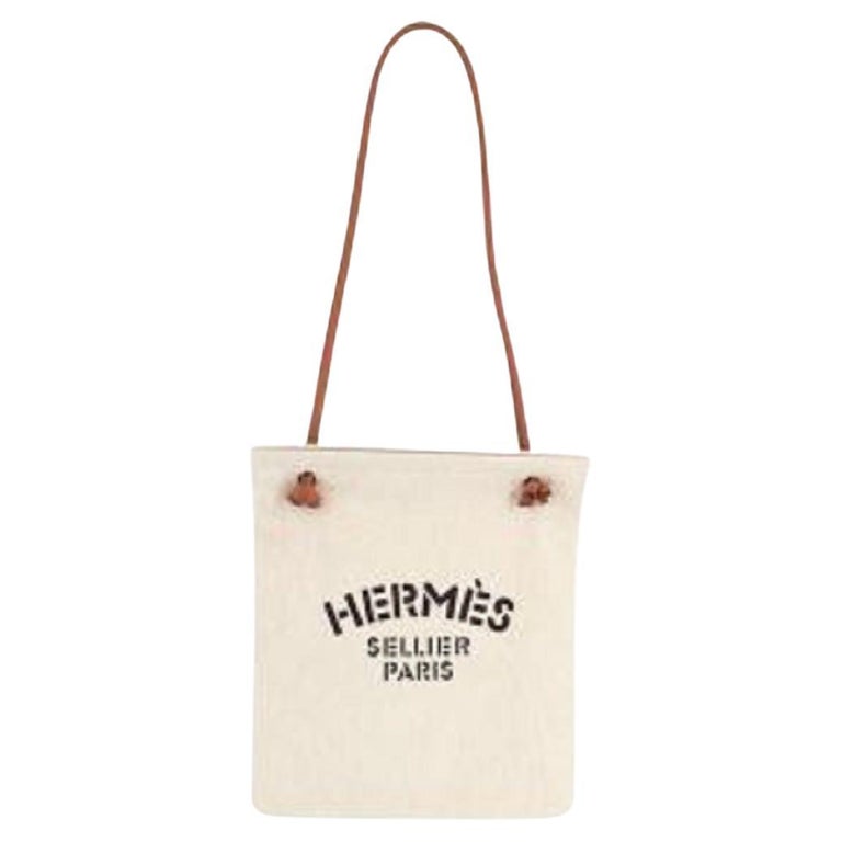 Hermes Aline Craie / Gold Canvas Grooming Bag PM For Sale at 1stDibs