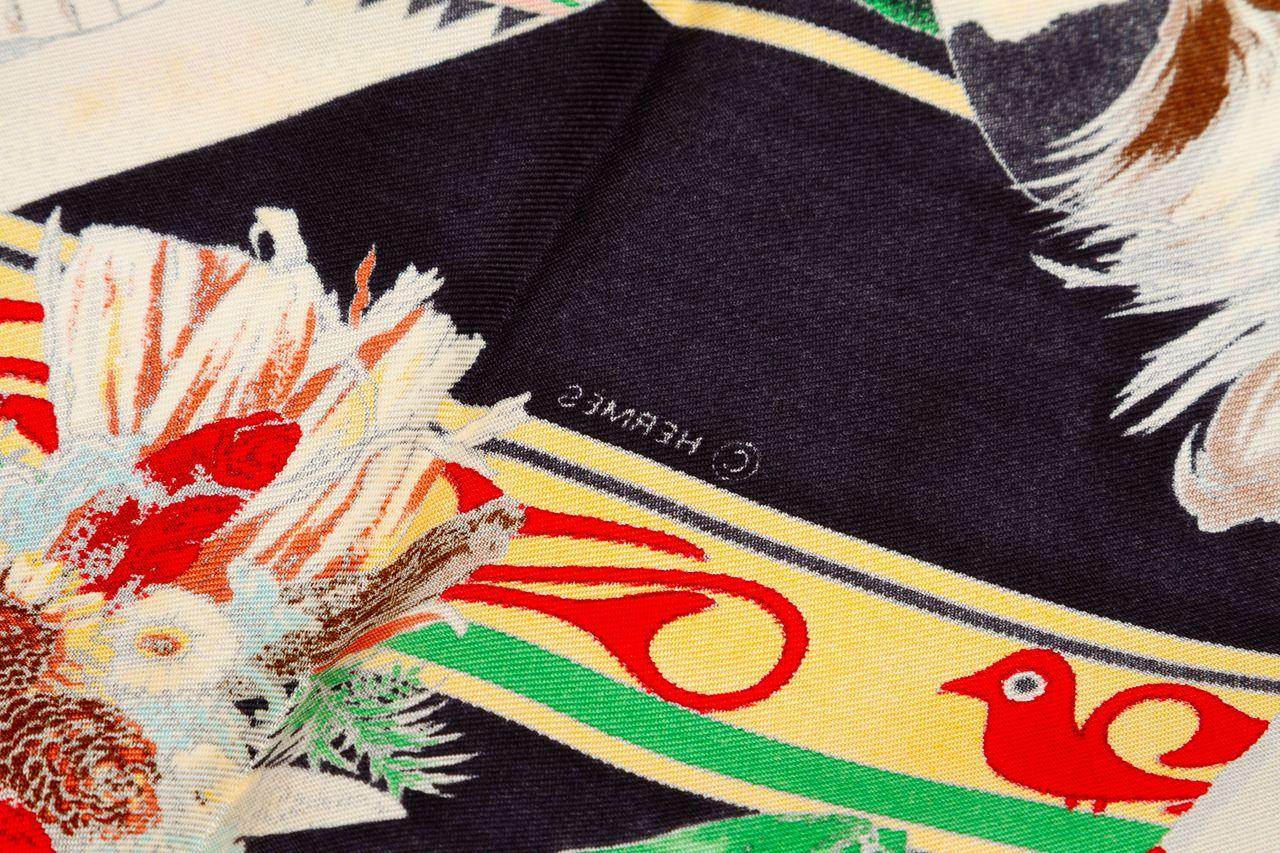 Noir Hermès All Black Kachina Silk Scarf en vente