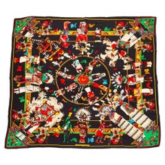 Hermès All Black Kachina Silk Scarf