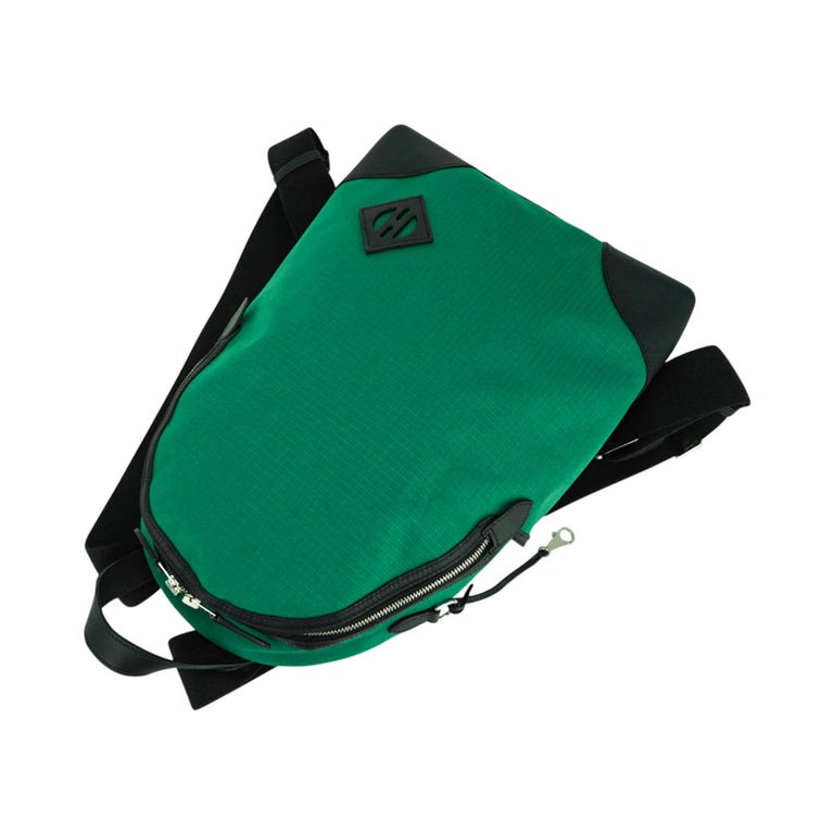 Hermes Allback Backpack Green Canvas Black Swift Leather  display picture 3