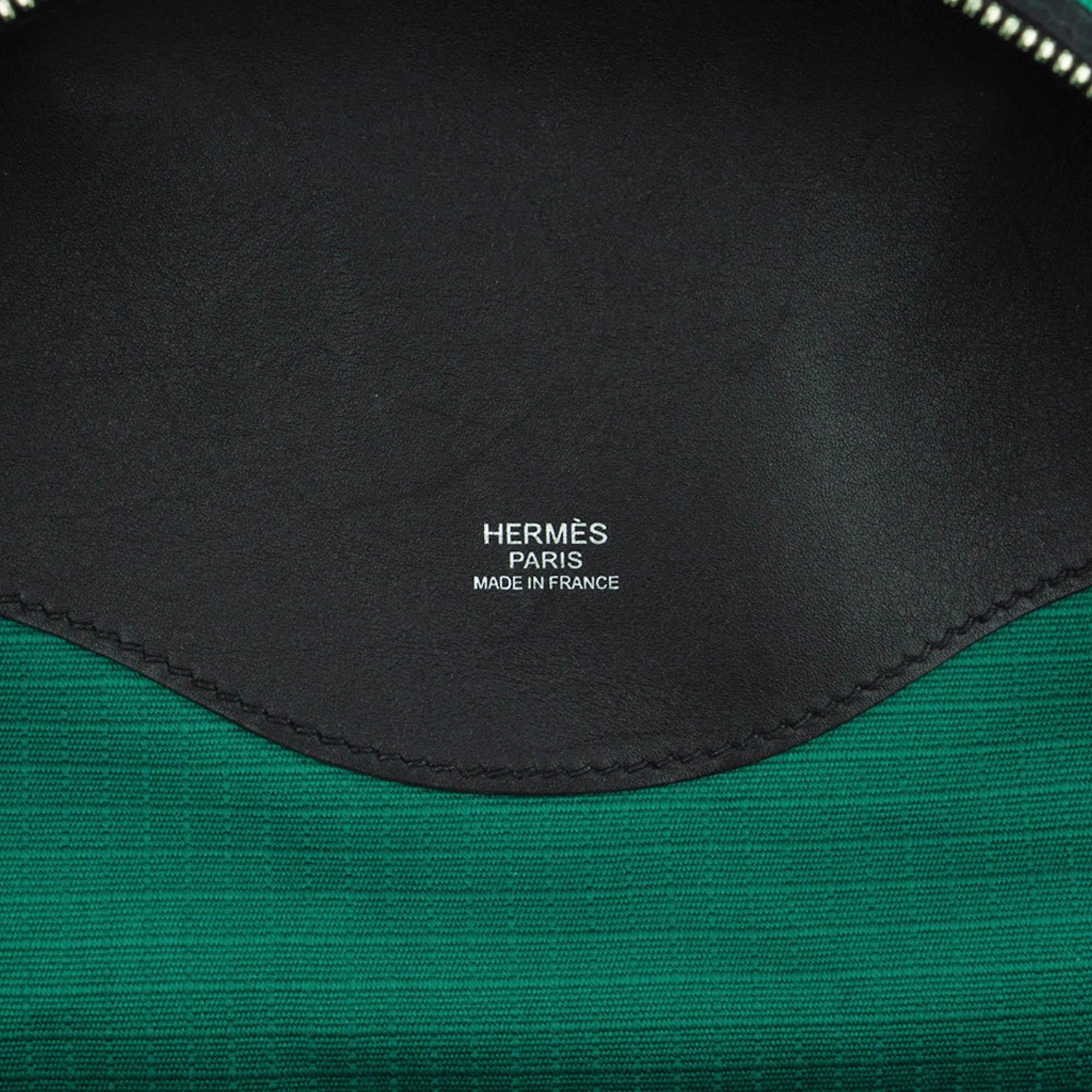 Men's Hermes Allback Backpack Green Canvas Black Swift Leather Palladium Hardware For Sale