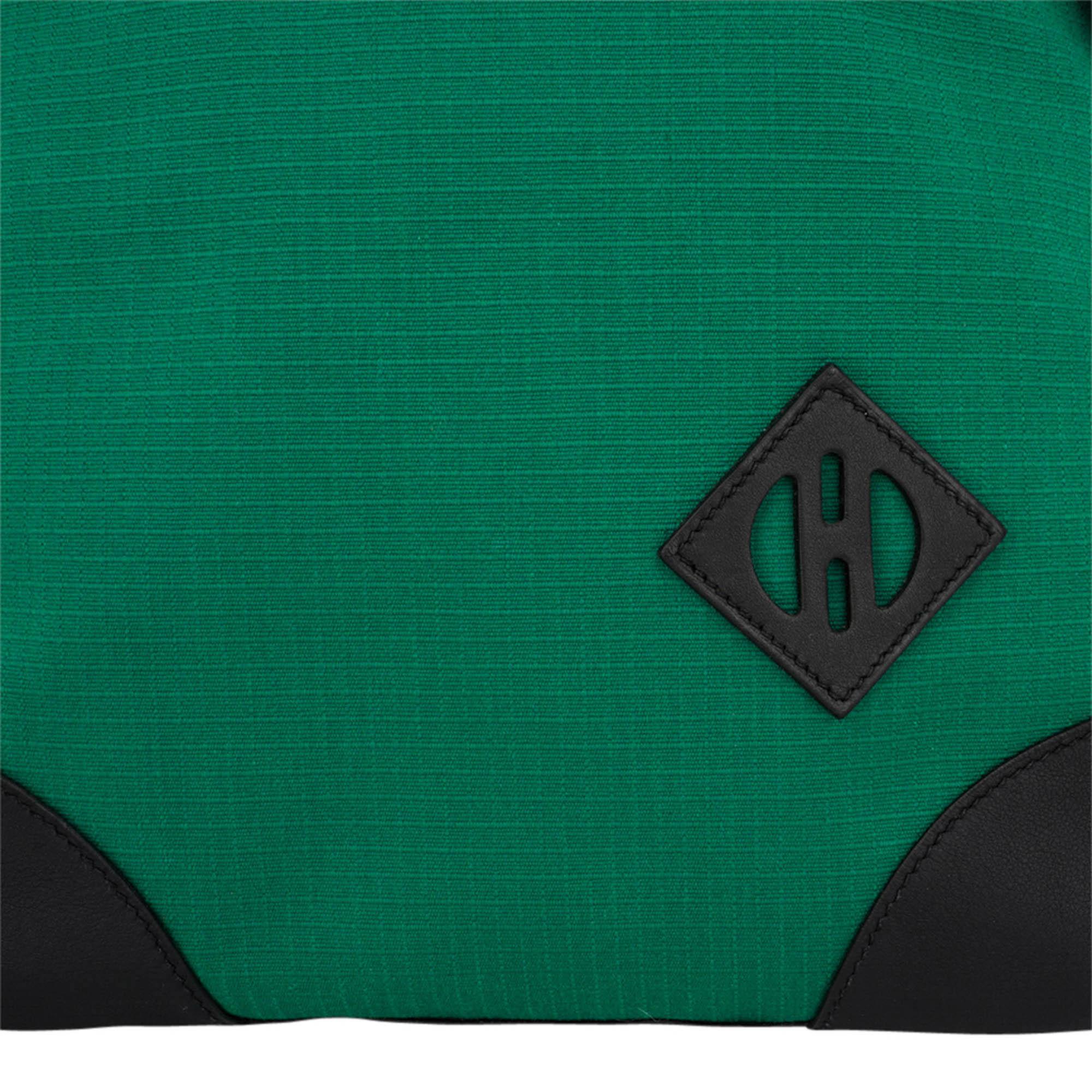 Hermes Allback Backpack Green Canvas Black Swift Leather Palladium Hardware For Sale 2