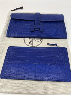 Hermes Alligator Bleu Electrique Jige Duo Wallet