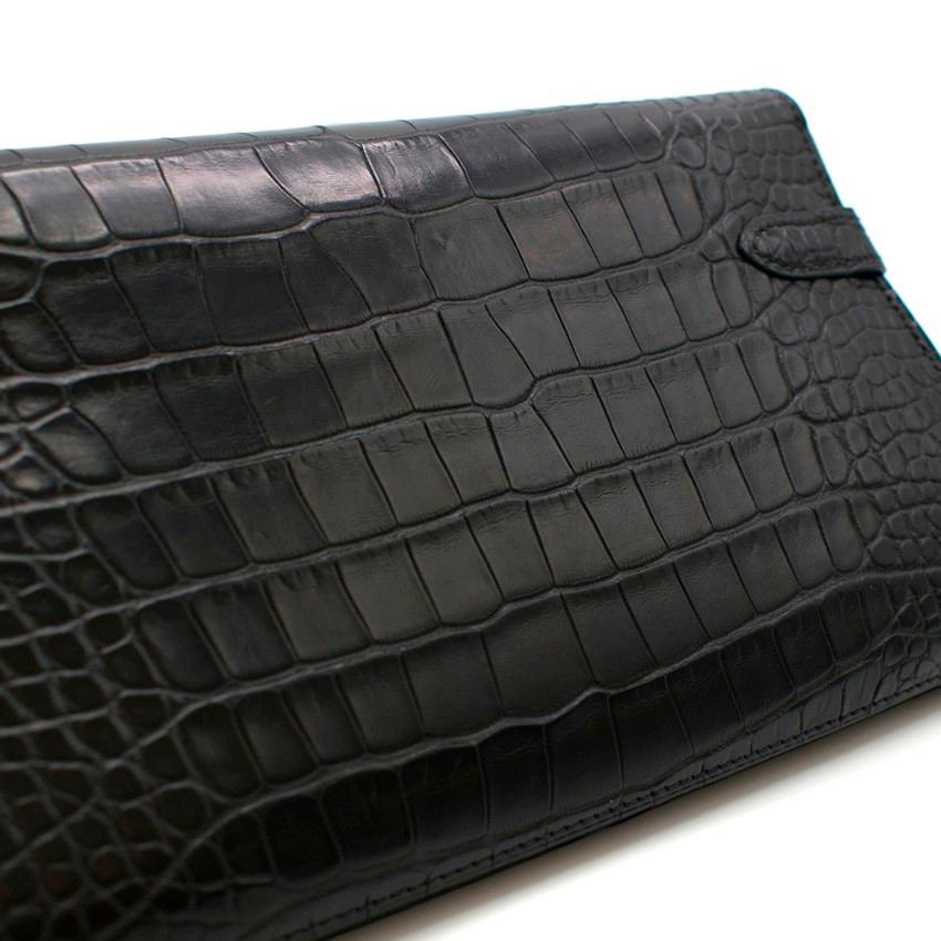 Hermes Alligator Mississippiensis Black Kelly Long Wallet	20cm 3