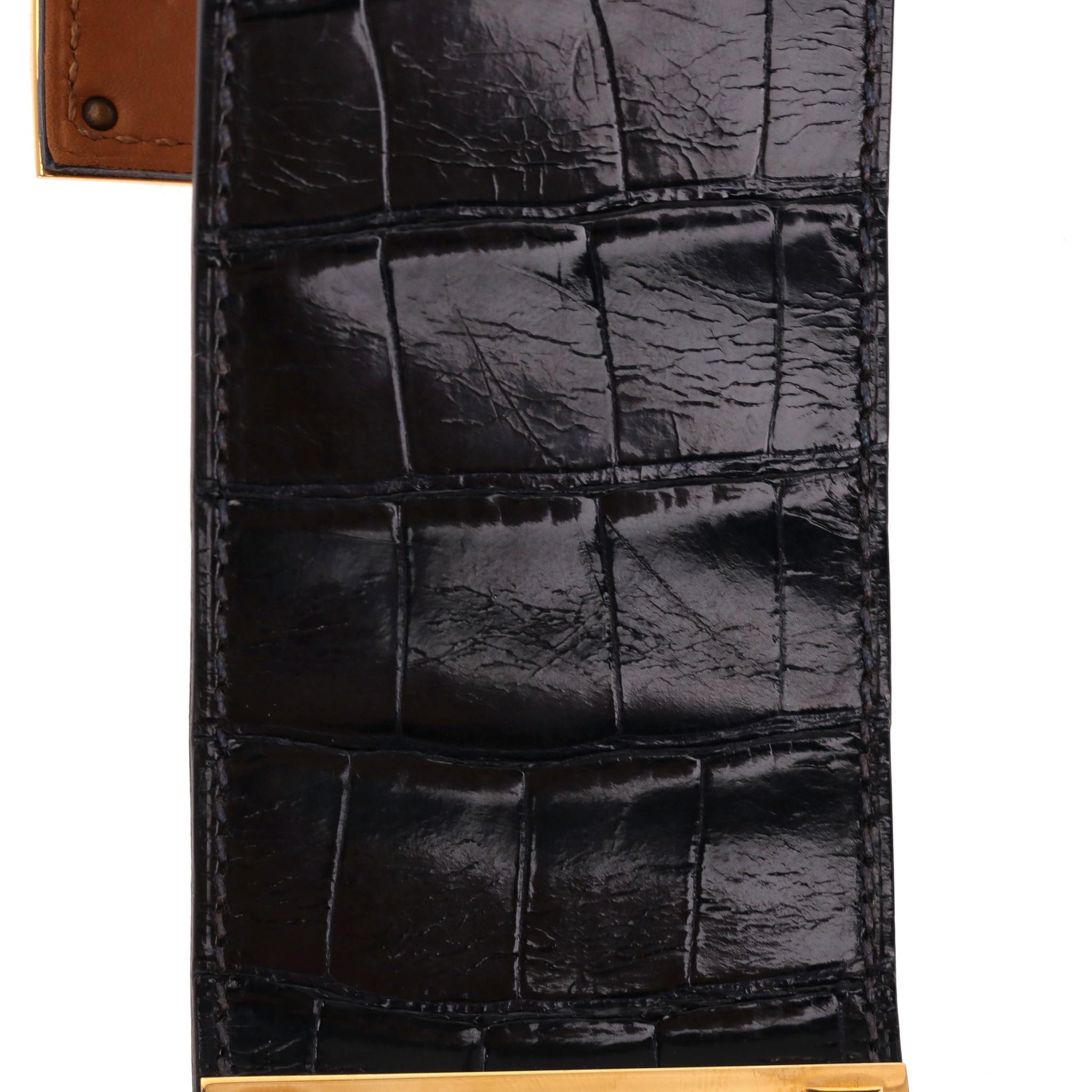 Hermes Alligator Skin Dog Extreme Cuff Bracelet For Sale 8