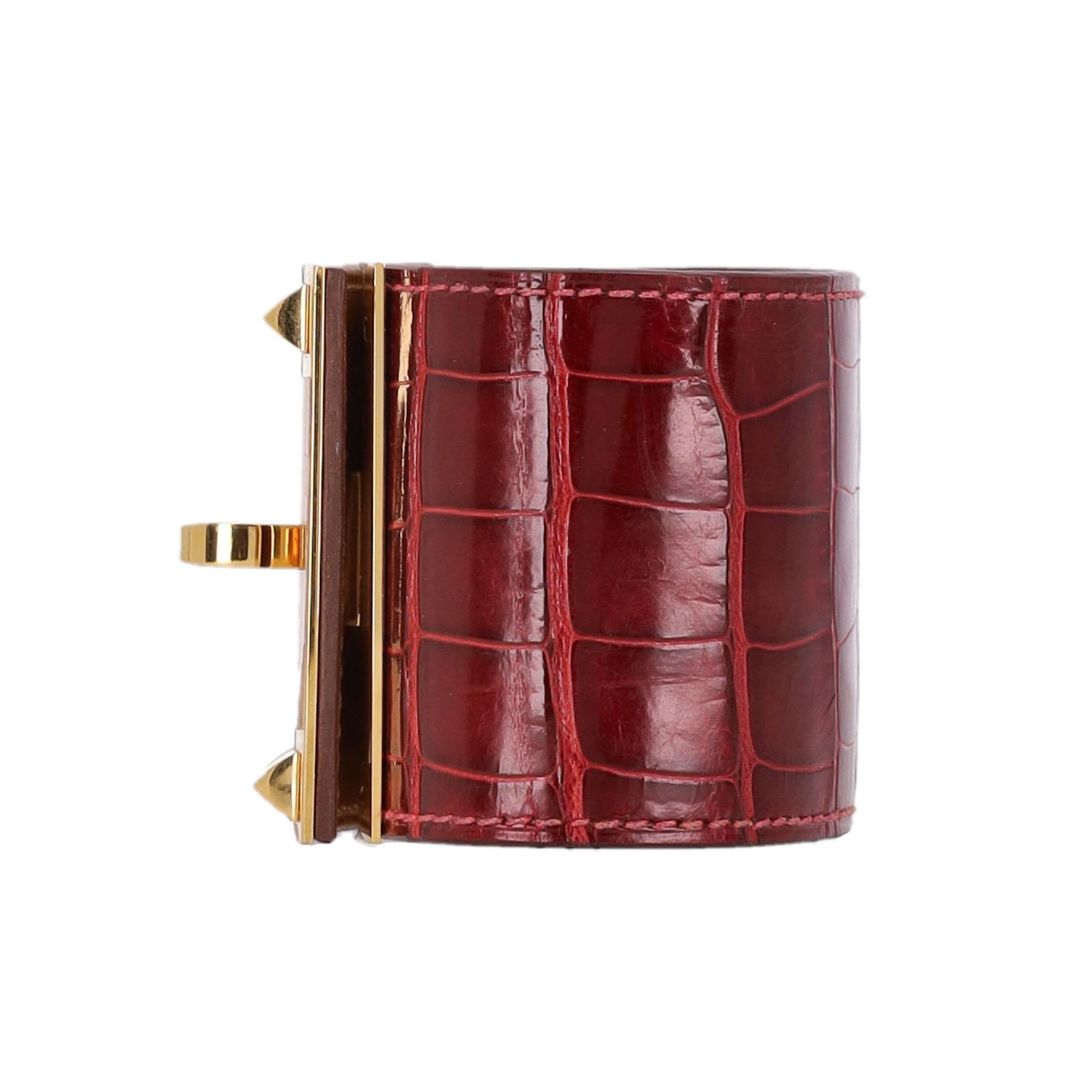 De las mujeres Hermes Pulsera de piel de caimán para perro Extreme Cuff en venta