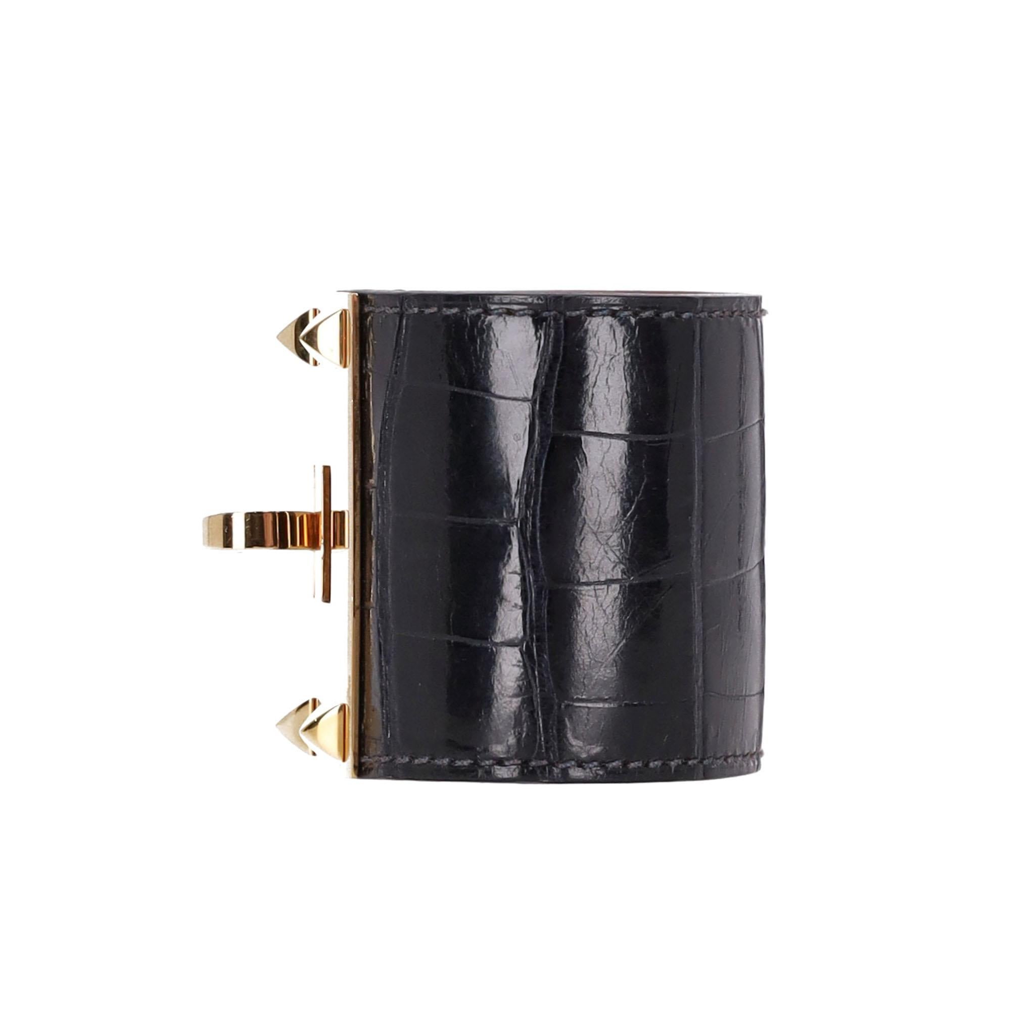 Women's Hermes Alligator Skin Dog Extreme Cuff Bracelet For Sale