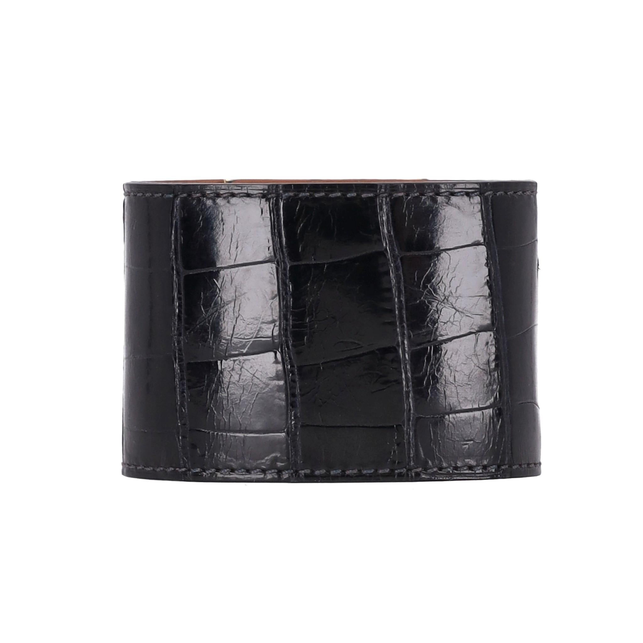 Hermes Alligator Skin Dog Extreme Cuff Bracelet For Sale 1