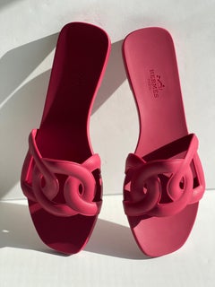 Hermes Aloha Jelly Sandals Rubber Rose Slides 37 New