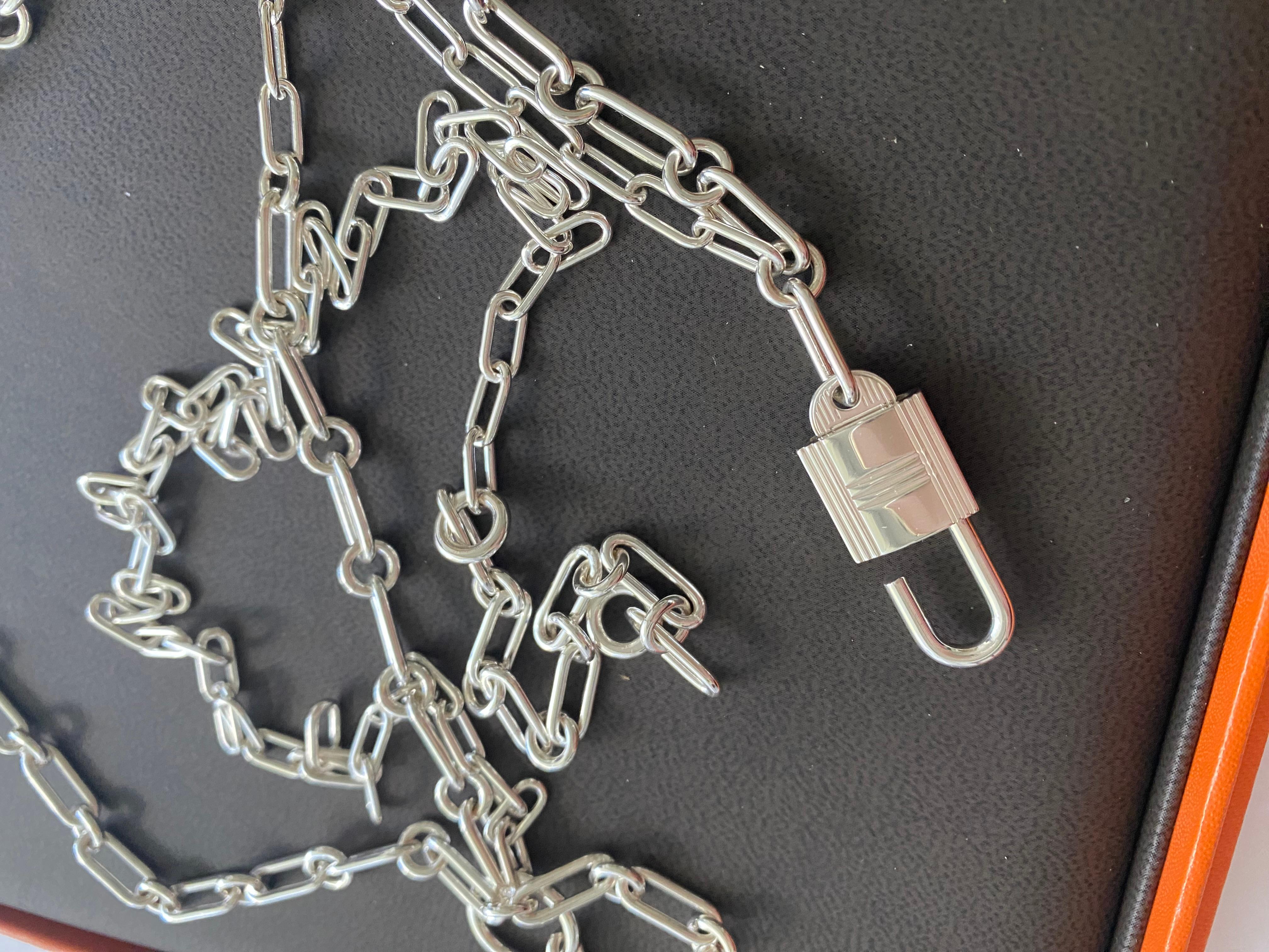 Hermes AlphaKelly Lock Necklace Stirling Silver NEW en vente 1