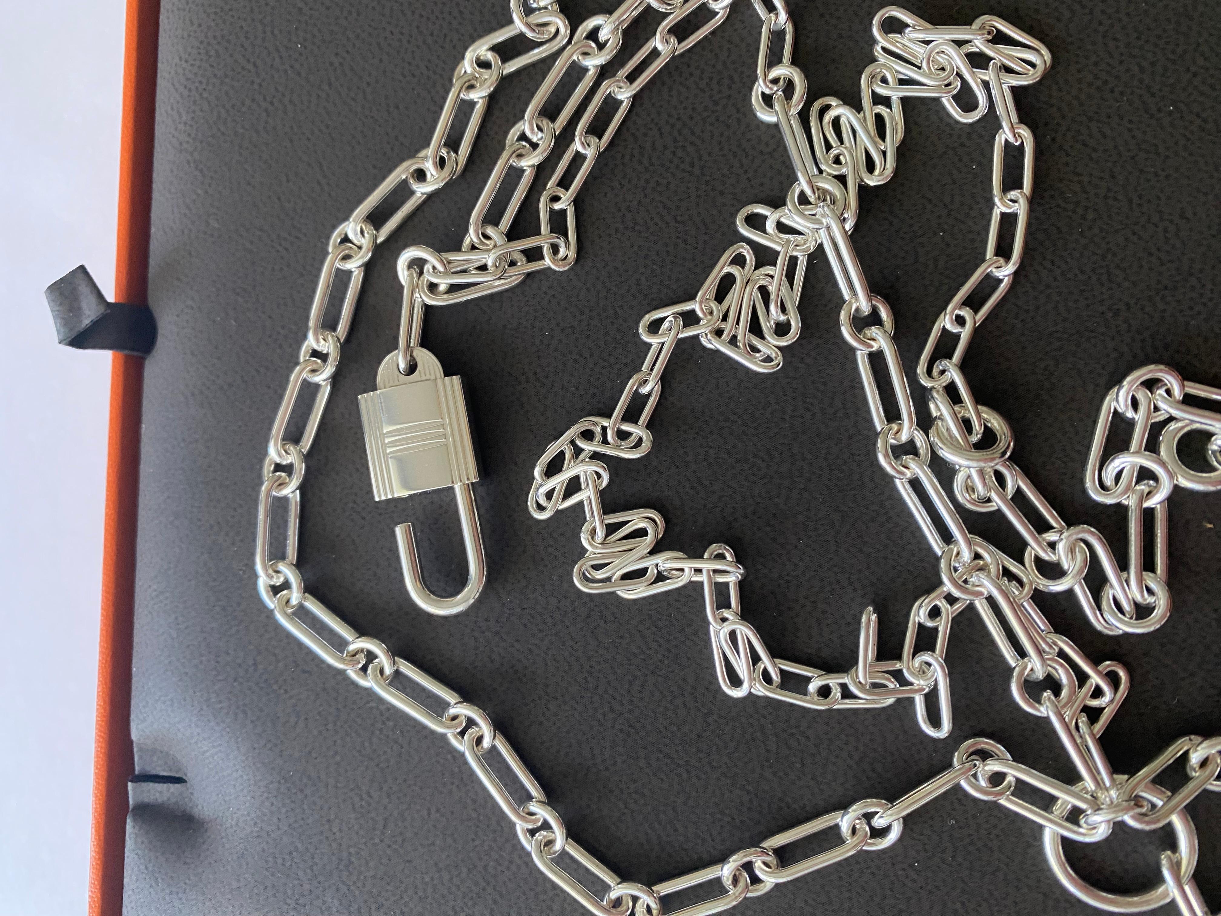 Hermes AlphaKelly Lock Necklace Stirling Silver NEW en vente 2