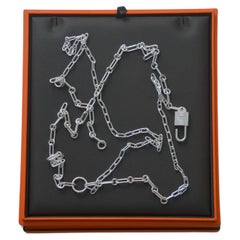 Vintage Hermes AlphaKelly Lock Necklace Stirling Silver NEW