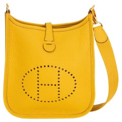 HERMES Ambre yellow Clemence leather EVELYNE 16 TPM Crossbody Bag