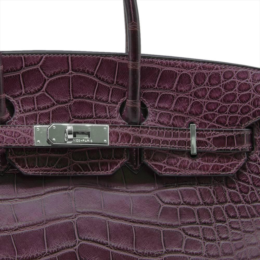 Women's Hermes Amethyst Alligator 35cm Birkin Bag 