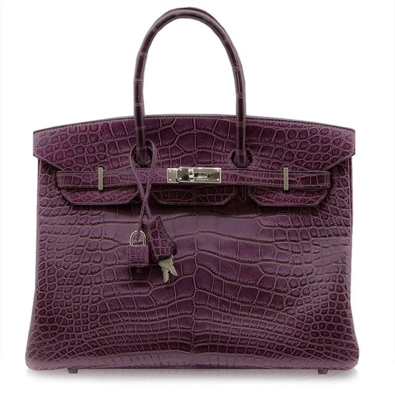  Hermes  Amethyst Alligator  35cm Birkin Bag  at 1stdibs