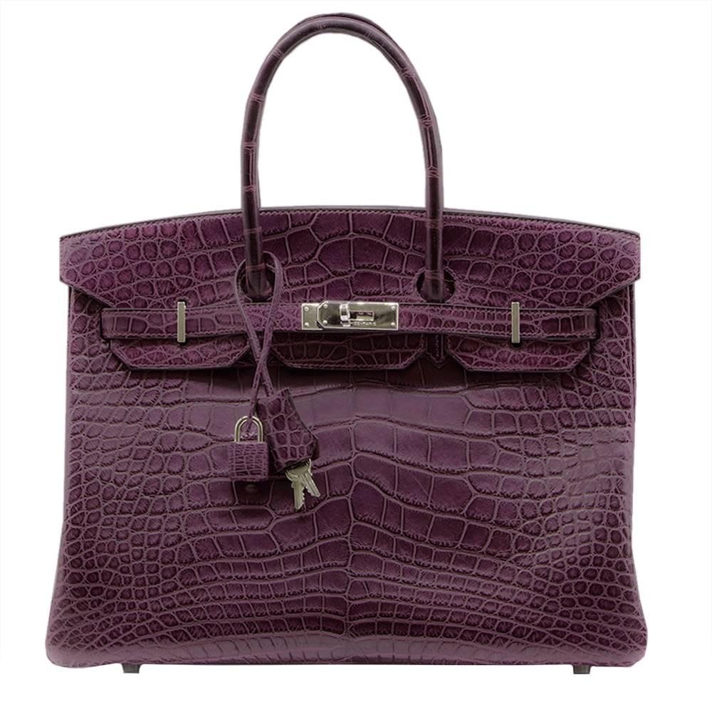 Hermes Amethyst Alligator 35cm Birkin Bag 