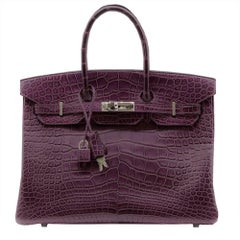 Hermes Amethyst Alligator 35cm Birkin Bag