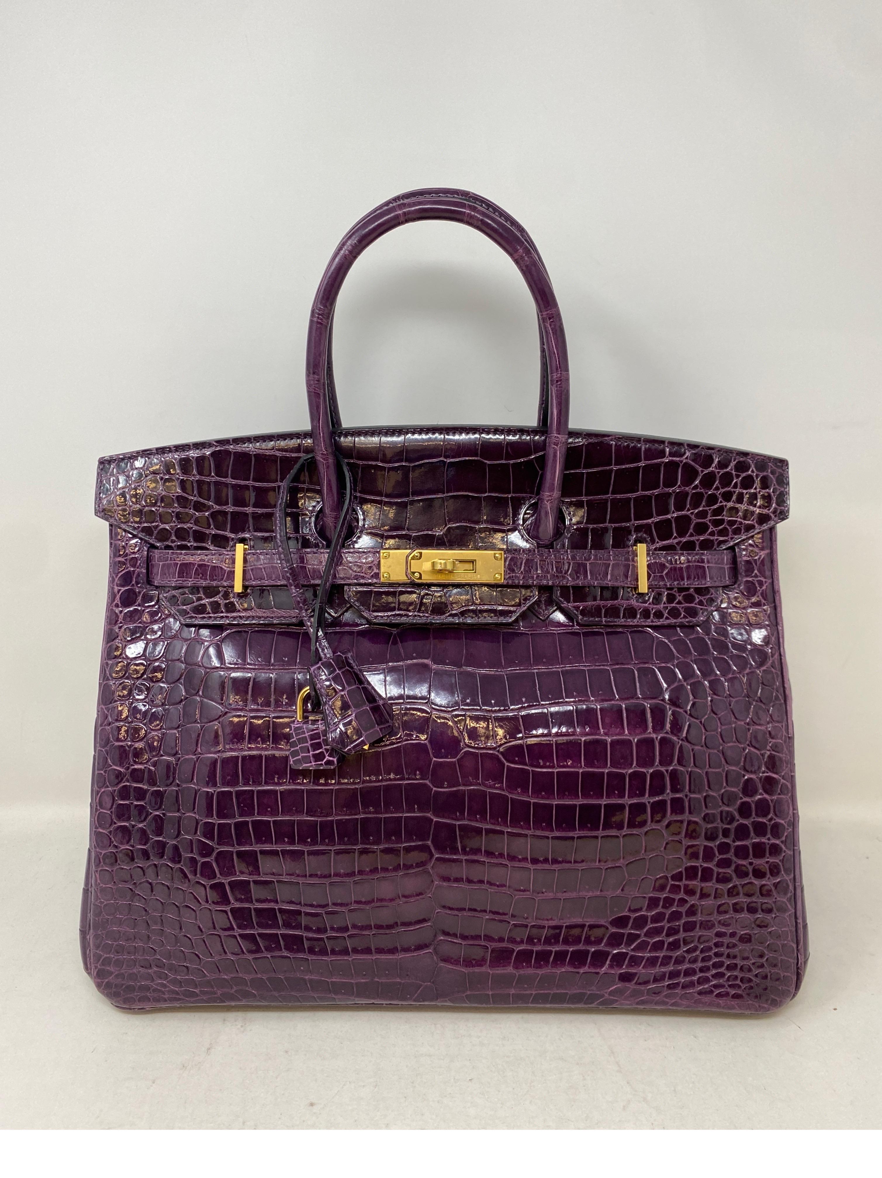 Hermes Amethyst Crocodile Birkin 35 Bag  8