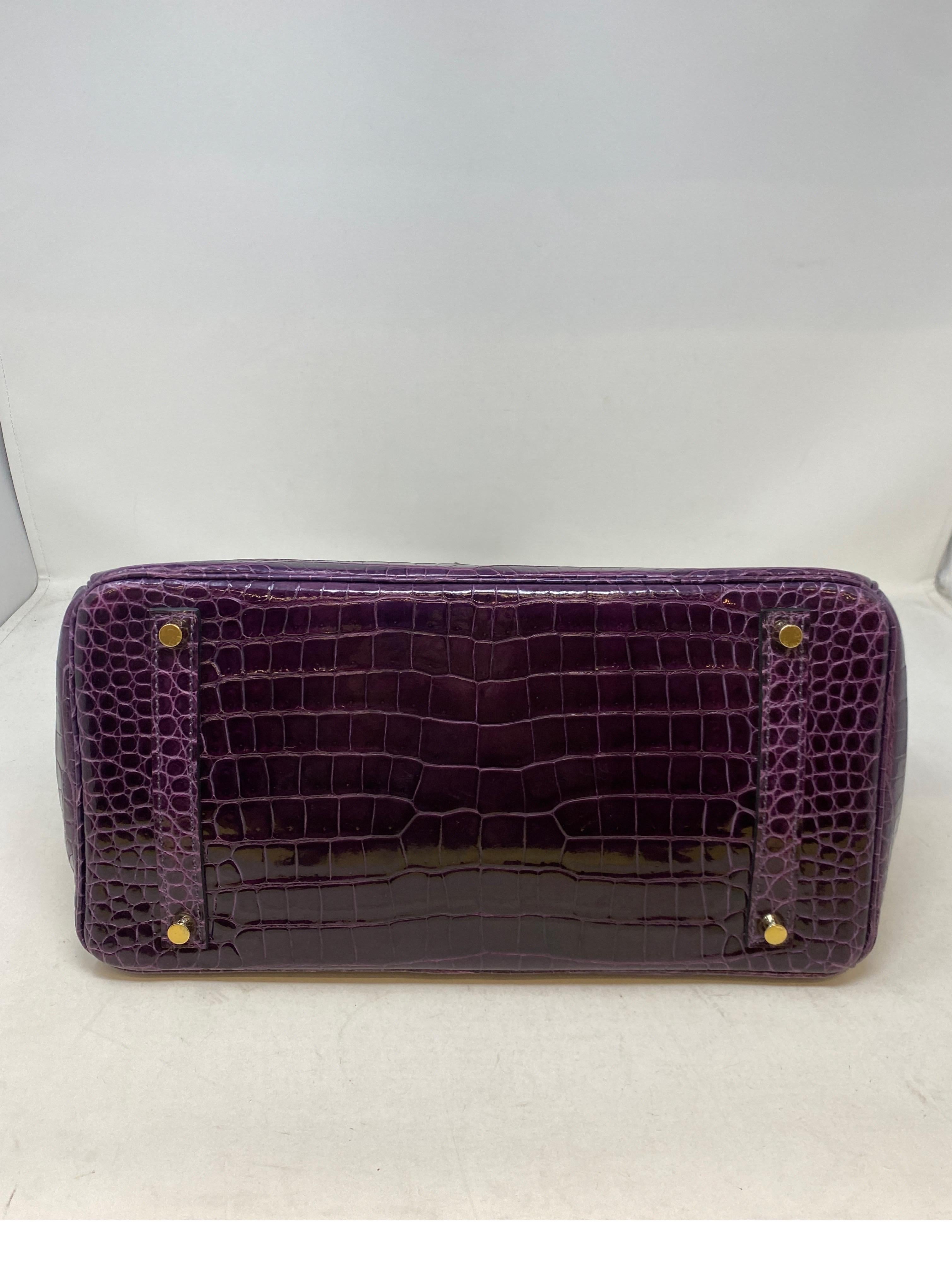 Hermes Amethyst Crocodile Birkin 35 Bag  11